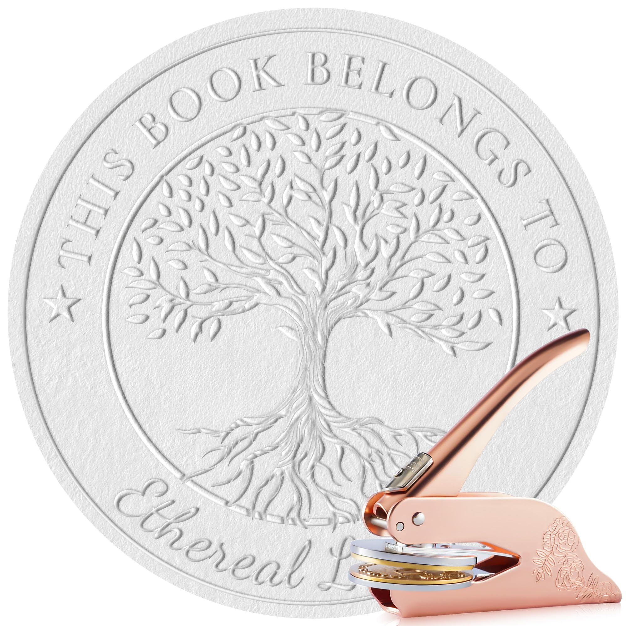 Easycosy Book Embosser Personalised | Personalised Stamp, Embosser with Name Text for Book, Gifts Wrap, Envelope, Invitation Card | Customised Book Lovers Gifts for Reader Collector