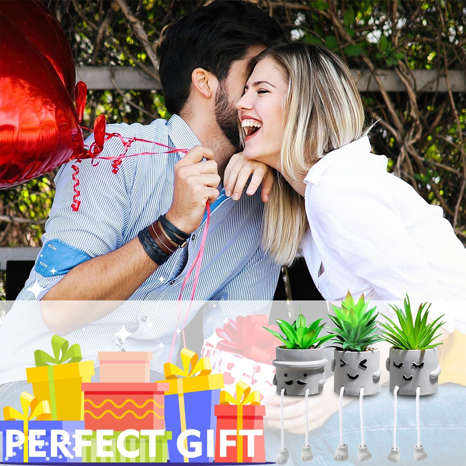 Artificial Succulents Plants, Small Fake Plants in Pots Funny Desk Faux Succulents Plant with Cute Hanging Leg Artificial Plants for Home Decor Indoor for Office Decor for Women