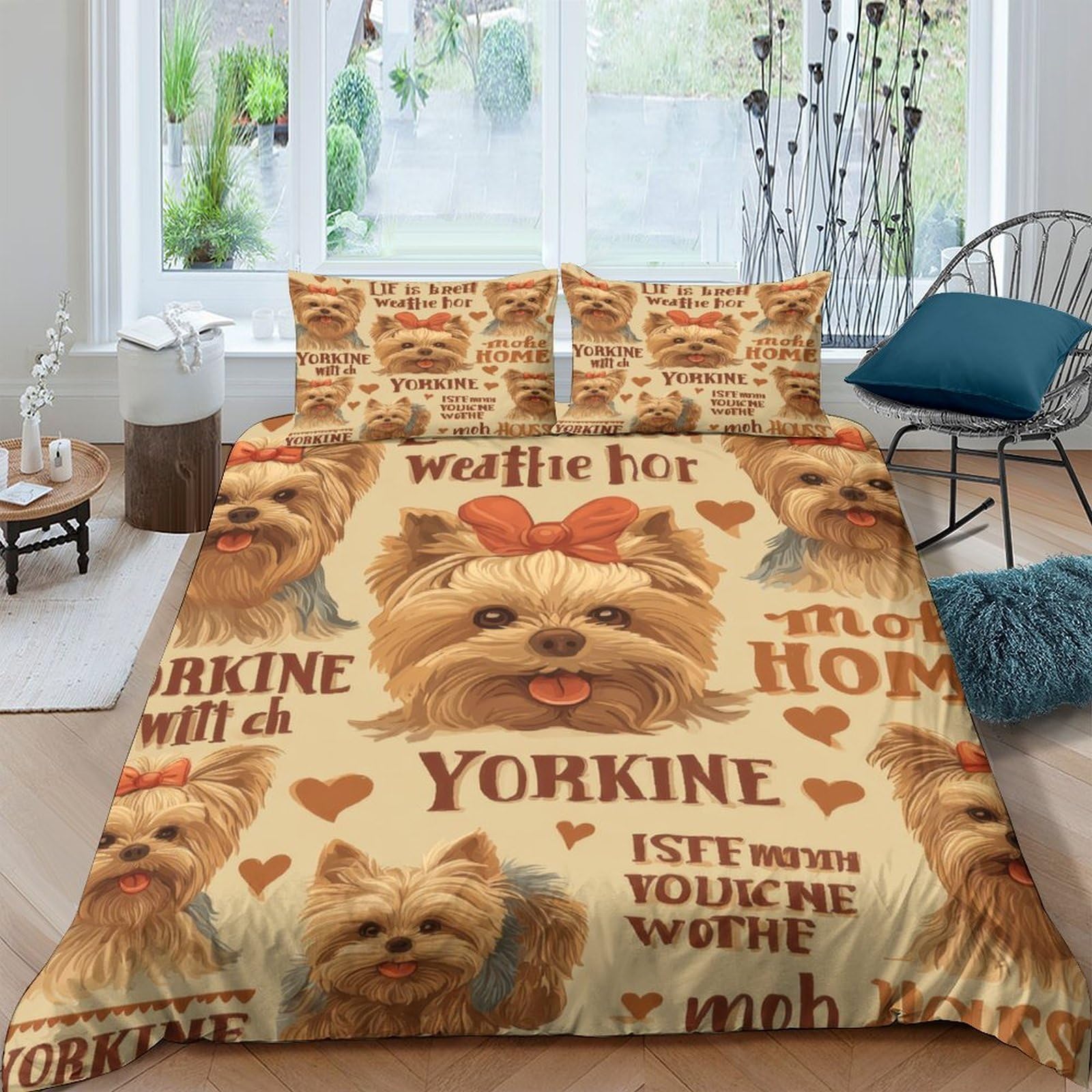 Ctjqhvkz Style-1 3D Printed Yorkshire Terrier Fitted Sheet Microfiber Soft Dog Pattern Bed Cover For Bedroom Guestroom Decor Single（135X200cm）