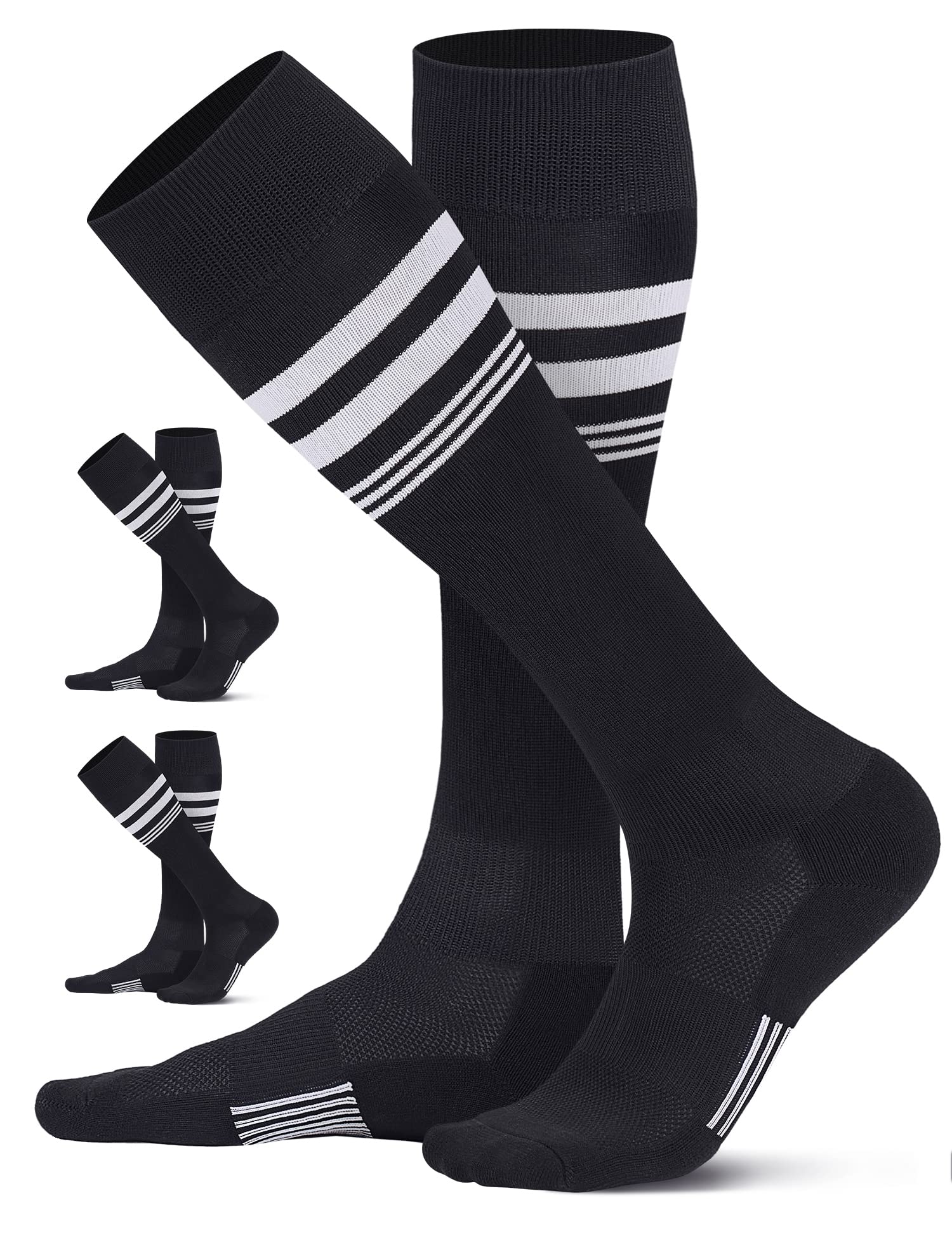 CS CELERSPORT Striped Soccer Athletic Knee High Socks for Kids Youth Adult