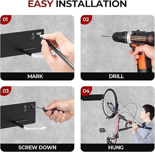 Miniatura 7 de Soporte de pared para almacenamiento de bicicletas - Soporte de pared resistente para colgar bicicletas - Soporte vertical de bicicleta para garaje
