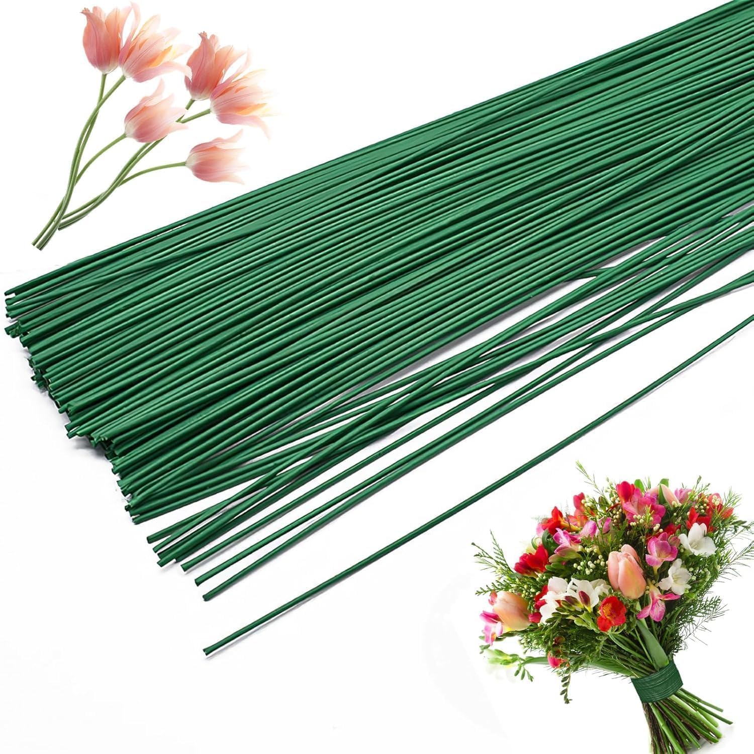 Levin Green Coated Stem Wire for DIY Flower Making - Friendly Flower Making Materials and Flower Stick Essentials, Perfect for Craft Projects (30cm Green Coated Steam Wire 20pcs)-image-32