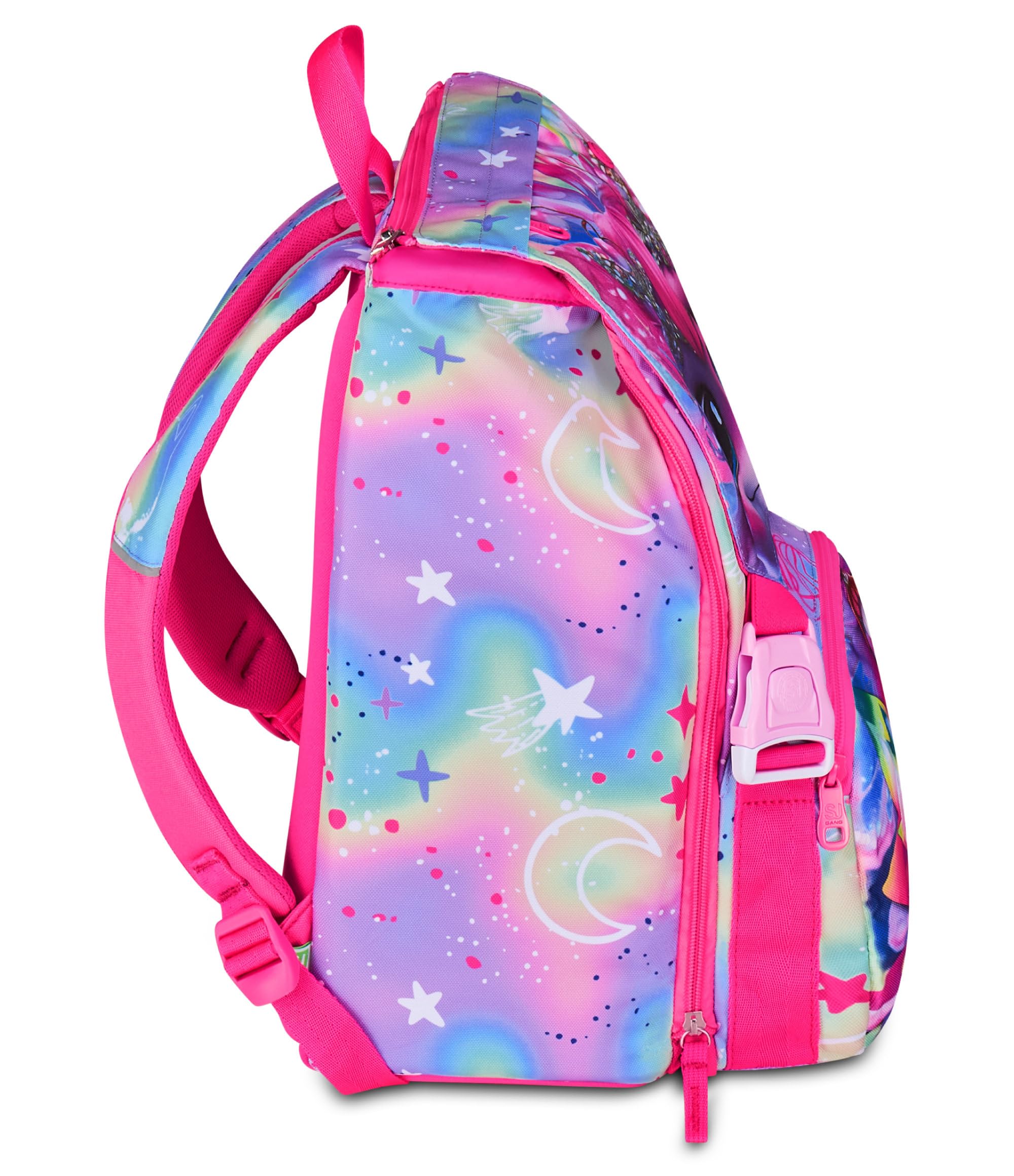 SJ GANG STYLE JAM GANG Zaino Scuola Estensibile Big CATLED, Fucsia, Zaino con Divisorio Interno, Tasca Superiore con Occhi LED, Tasca per Borraccia, 24 L, Zaino Scuola Elementare, Bambina