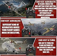 Vista 3 de Avión RC LEAMBE de 4 canales con control remoto - Avión RC P-40 Warhawk listo para volar para principiantes adultos con sistema de estabilización