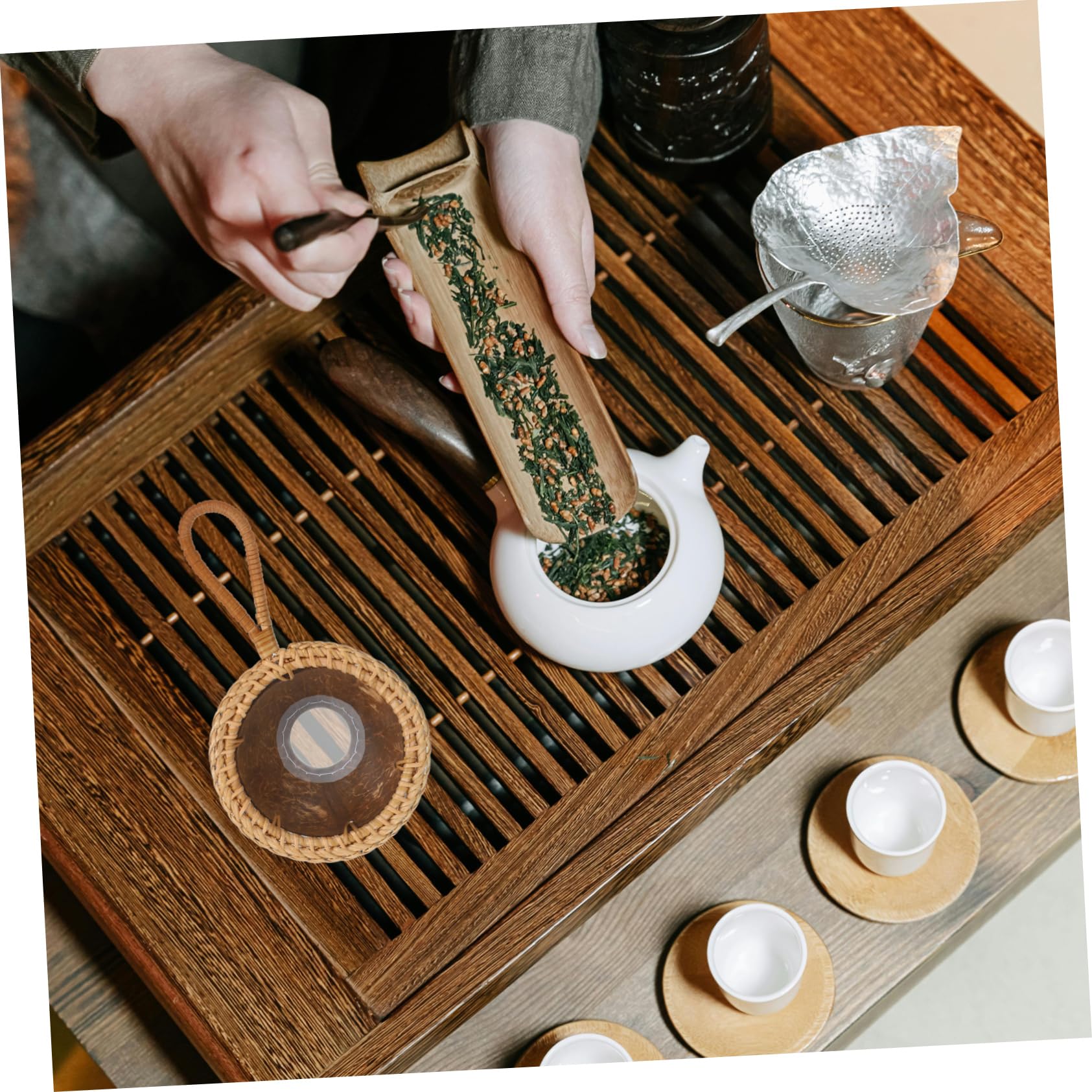 VINTORKY Coconuts Tea Strainer Tea Filter Evenly Distributed Holes Simple Design for Tea Lovers