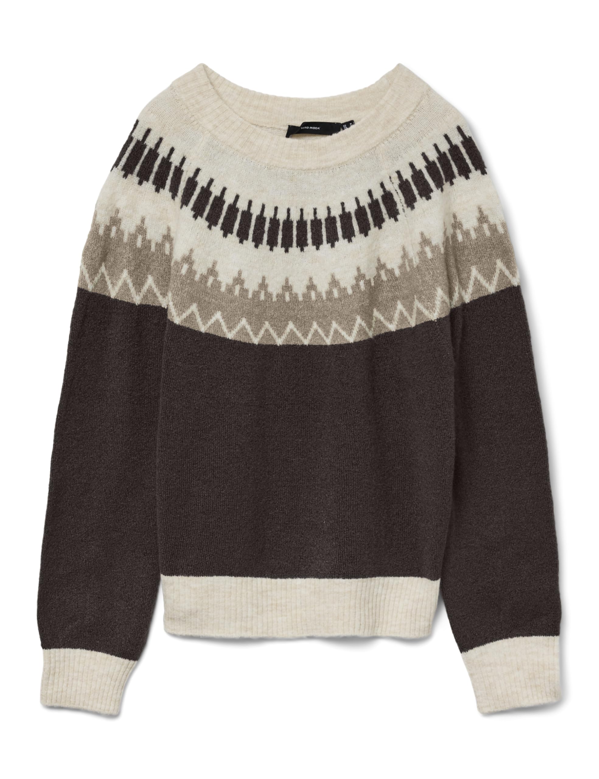 VERO MODA Vmsimone LS Nordic Jumper Ga Rep Boo, Chocolate Cake, XS