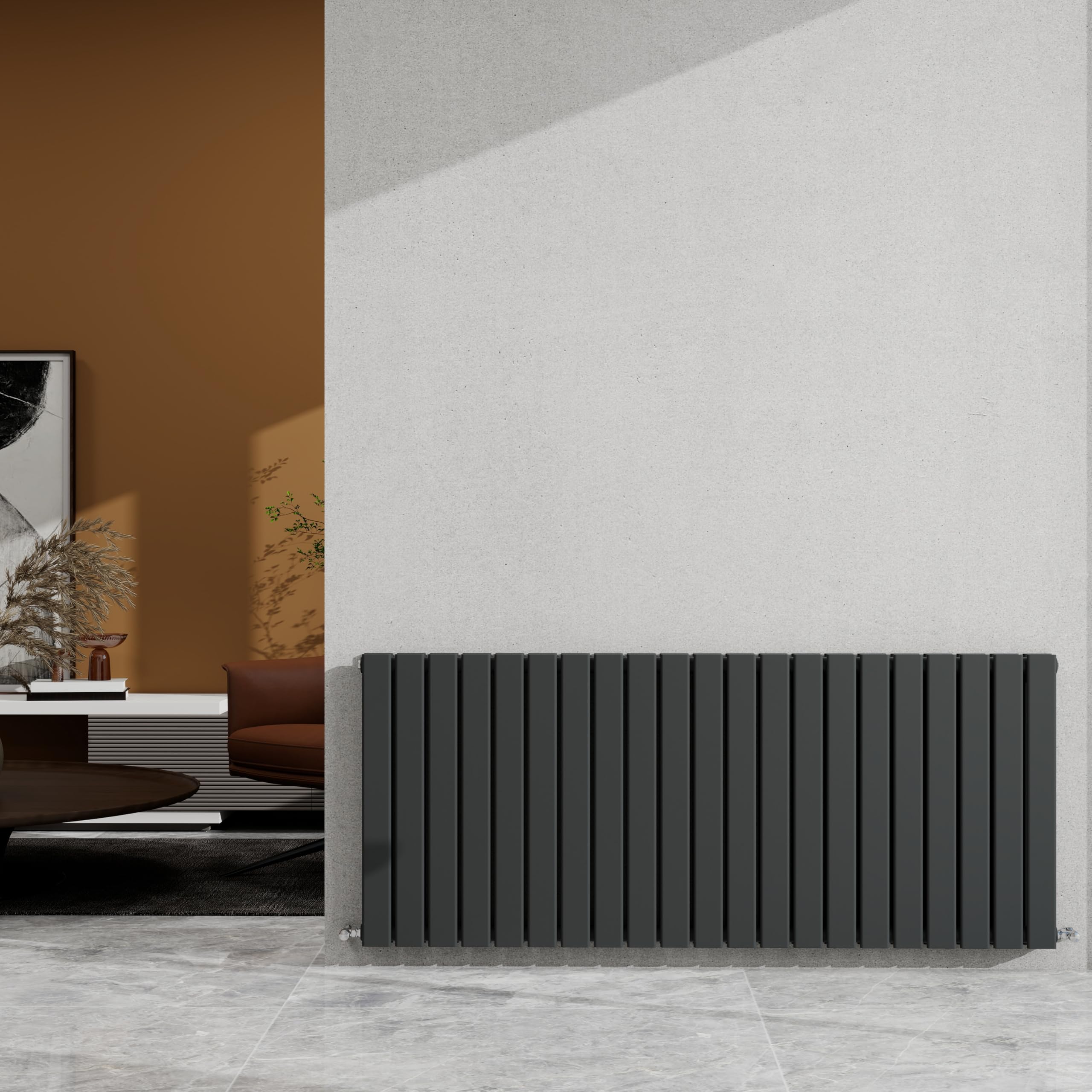 SKY Bathroom 600×1428mm Anthracite Horizontal Designer Radiator Double Panel Modern Central Heating Flat Panel Rad 6435 BTU