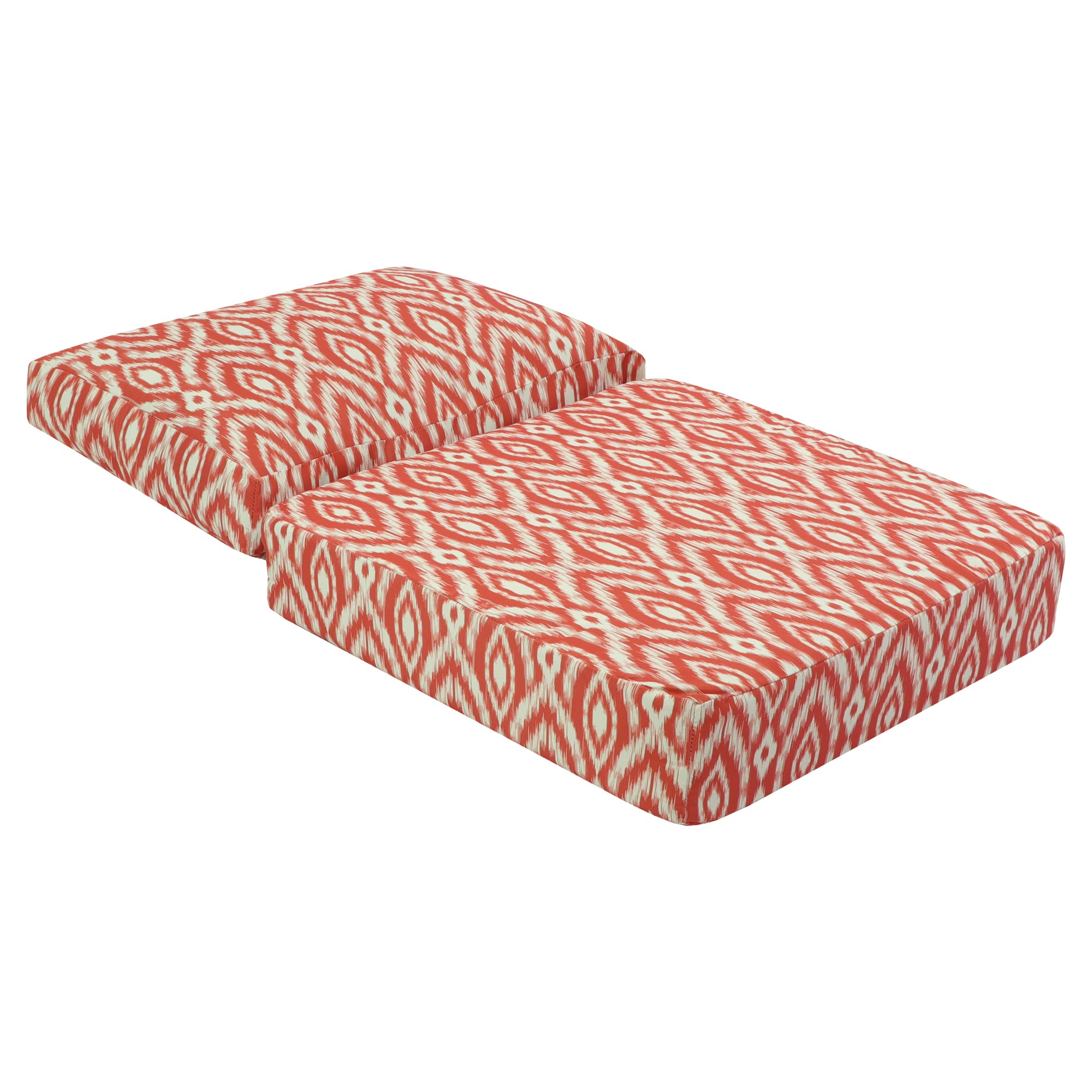 Decor Therapy Outdoor Patio 2-Piece Lounge Deep Seat Cushion Set, 24" x 42" x 6", Chili Diamond Ikat