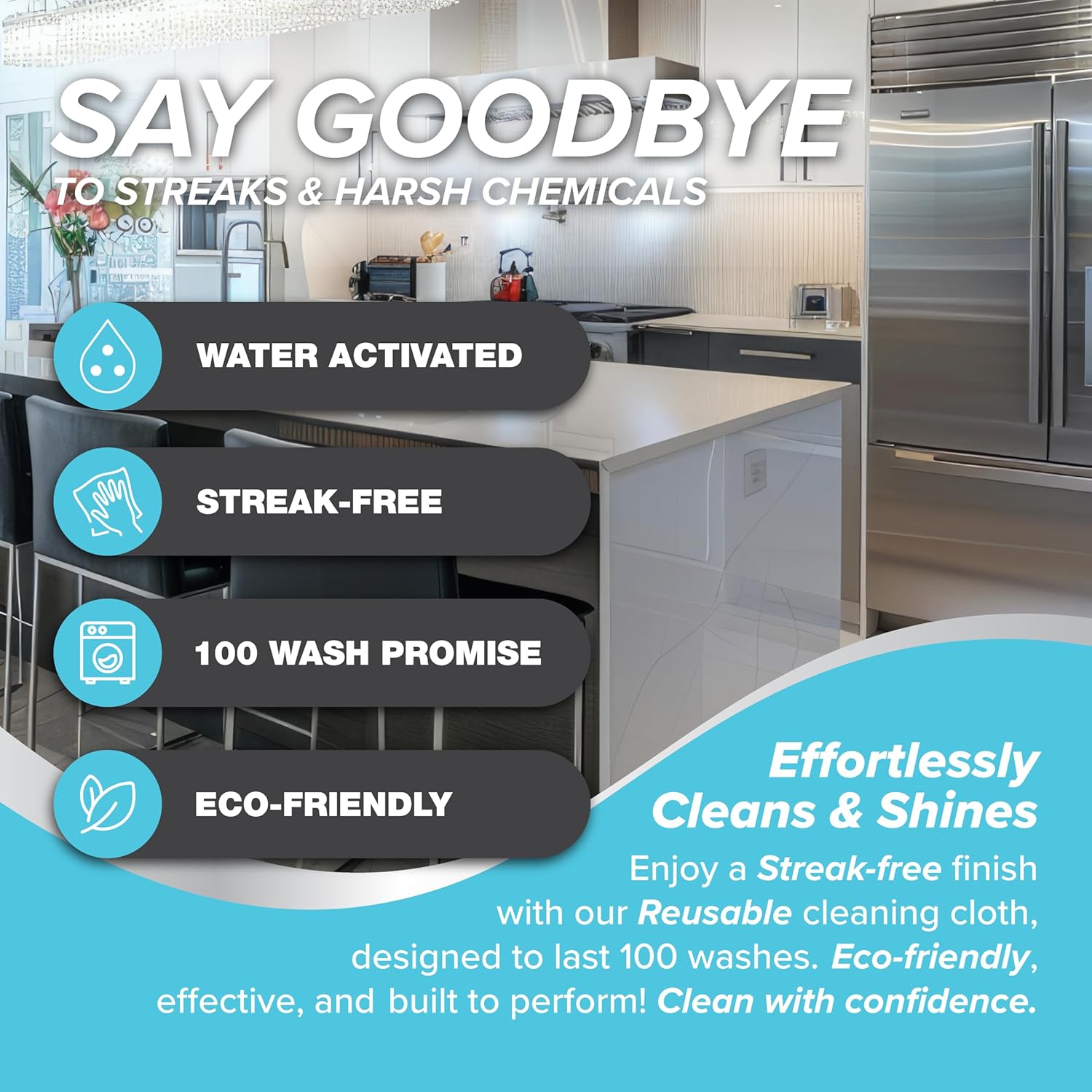 Lifeproof Streakless Microfiber Eco Cleaning Cloth Set - Effortlessly Cleans Stainless, Glass & Stone with Only Water - 6 Pack Set