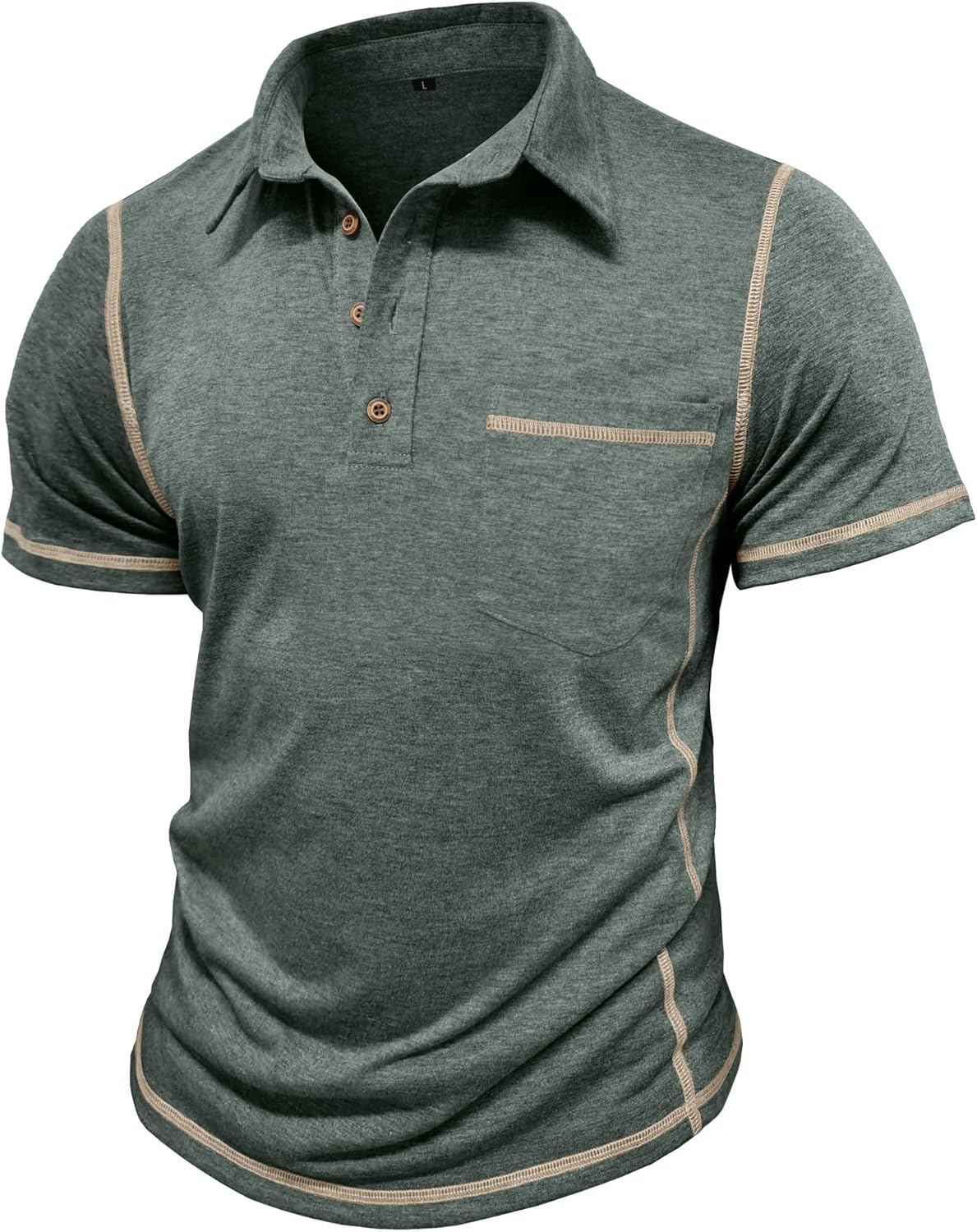 Mens Casual Polo Shirts Athletic Short Sleeve Classic Button Tees Slim Fit Shirt with Pocket - Image 3