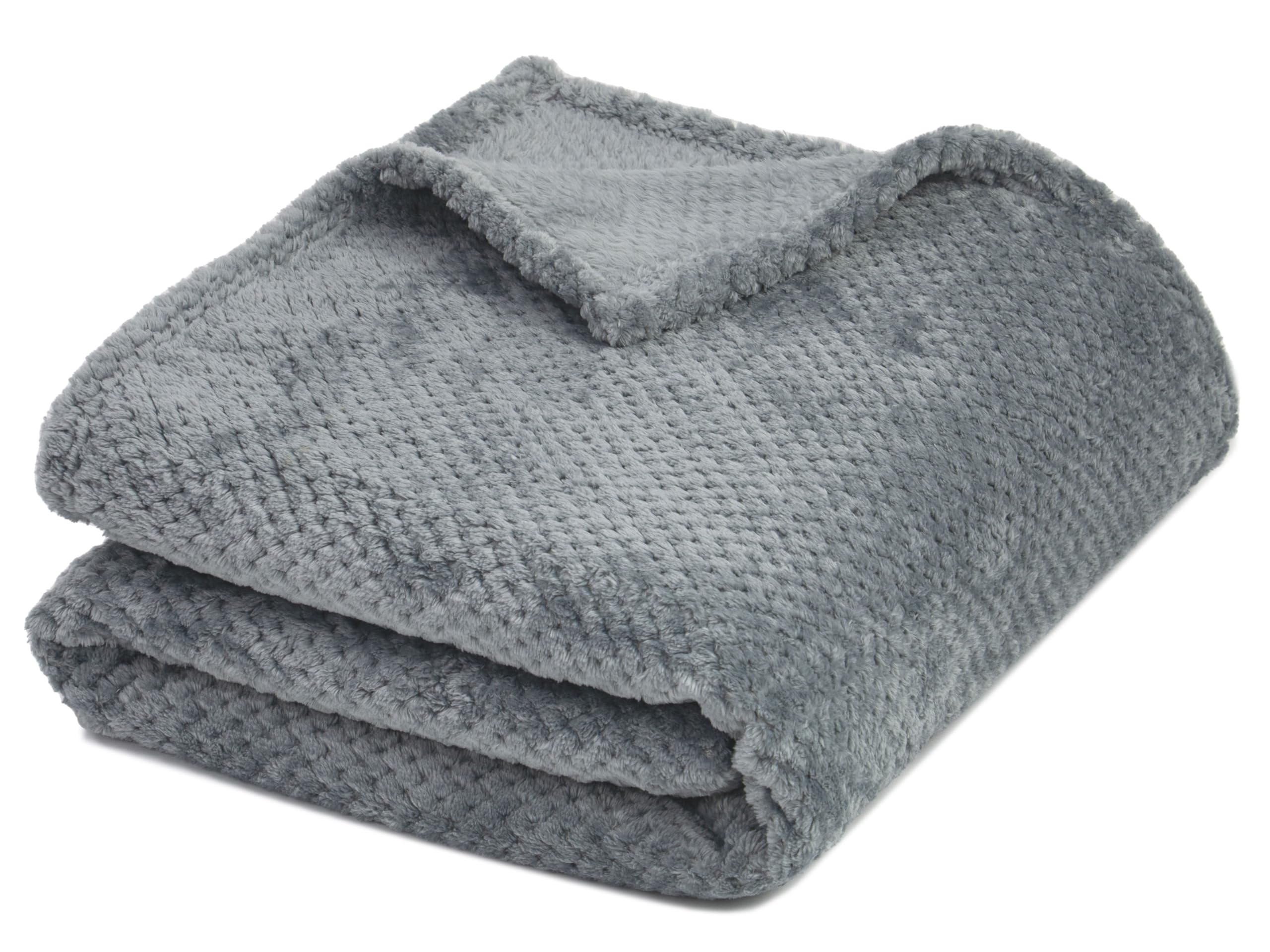 ZOLLNER Manta Grande para sofá y Cama Tacto Terciopelo, 150x200 cm, Gris