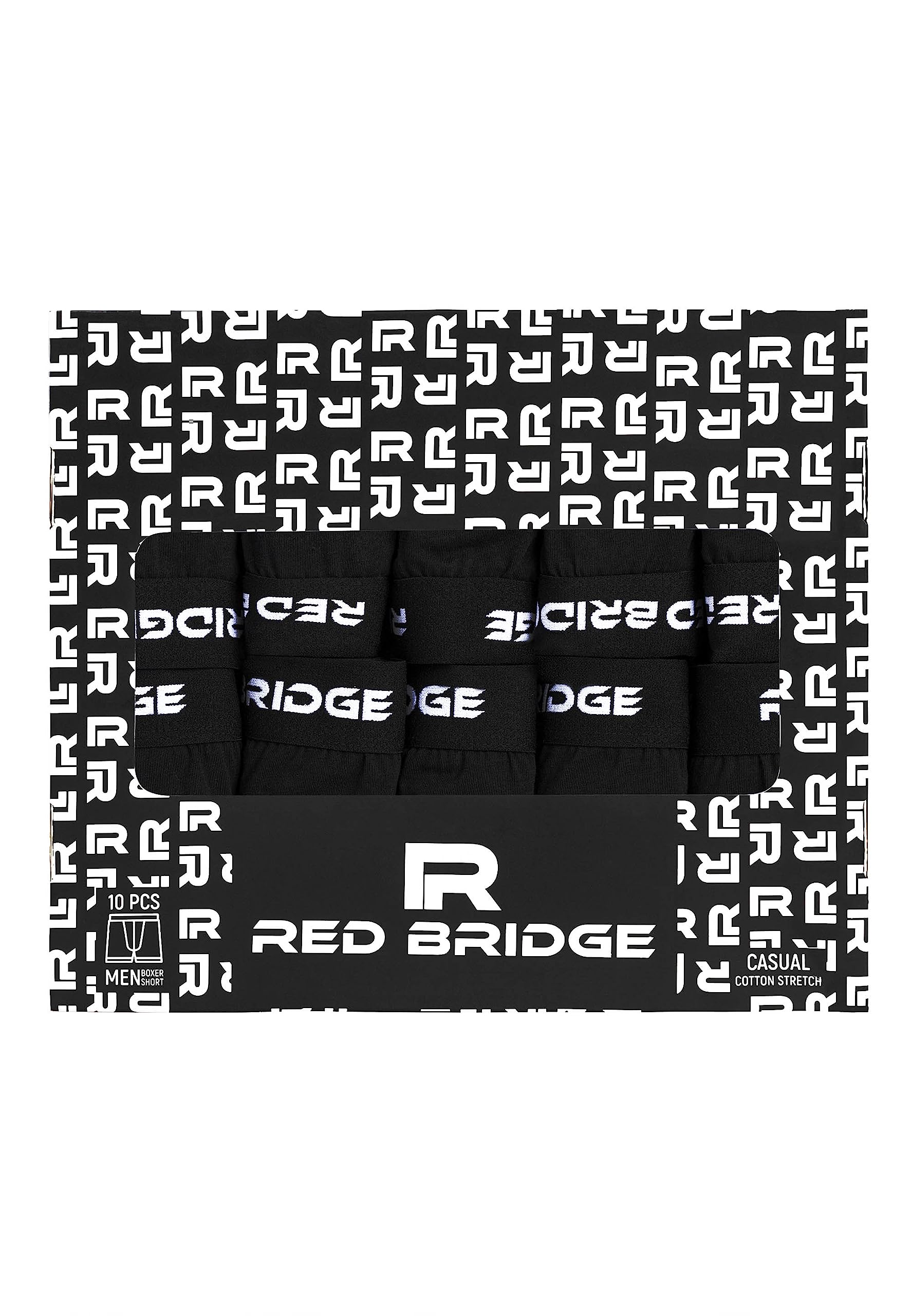 RED BRIDGE Boxer da Uomo Pacco da 10 Tinta Unita Unicolore Slim Cotone Stretch Elasticizzati Intimo Basic