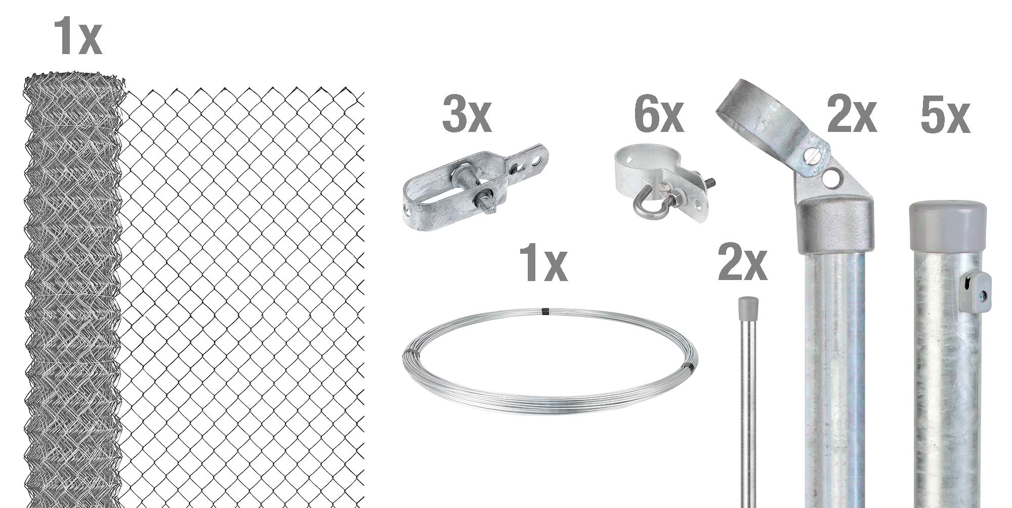 Alberts 634216 Maschendrahtzaun als Zaun-Komplettset, zum Einbetonieren | verschiedene Längen und Höhen | verzinkt | Höhe 100 cm | Länge 10 m