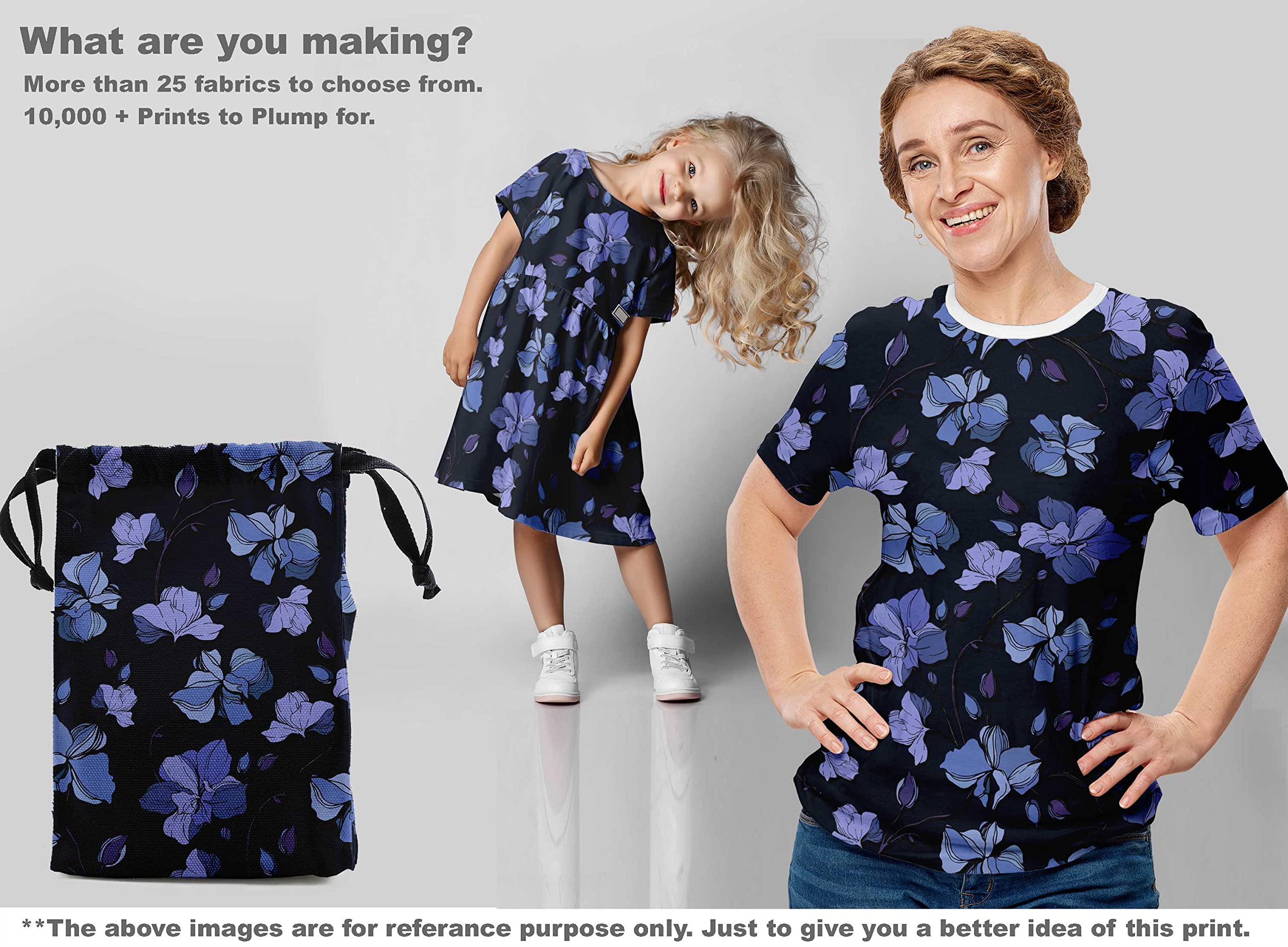 Amazon.com: oneOone Cotton Cambric Medium Blue Fabric Floral Retro