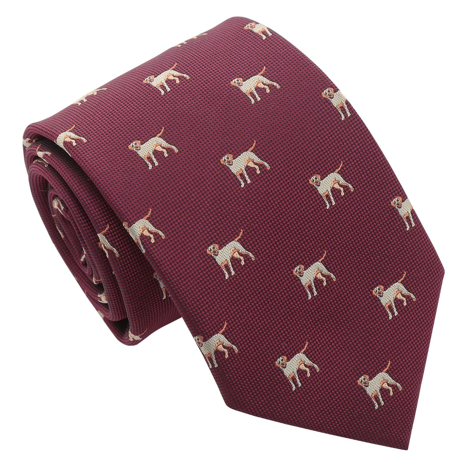 Dqt Men's Burgundy Labrador Retriever Embroidered Dog Print Novelty Classic Tie