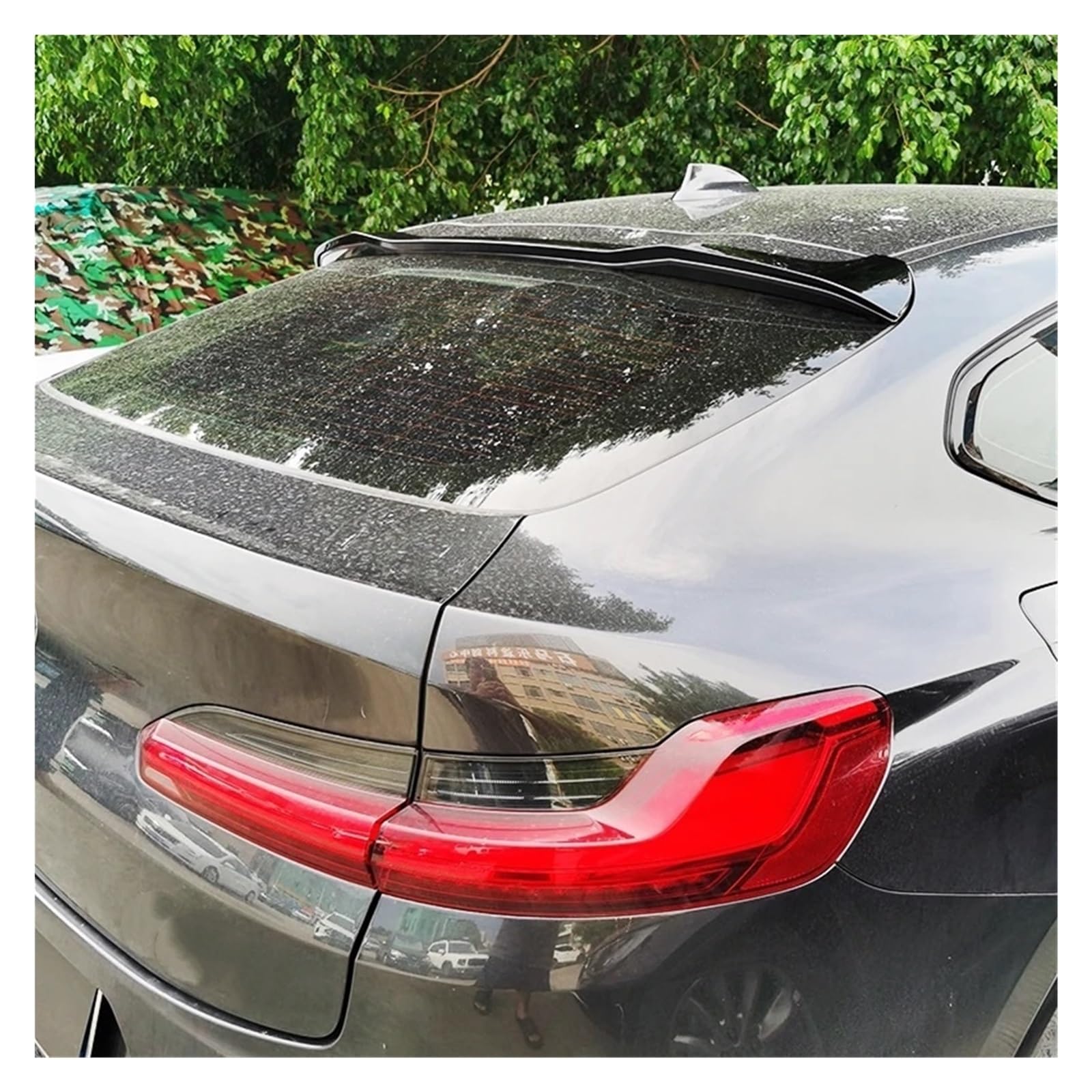 Kompatybilny z BMW X4 G02 Kompatybilny z M Performance Style Xdrive25i 30i Spoiler 2018 2019 20202021 2022 Up tylne okno Spoiler dachowy przez błyszczącą czerń(Carbon Look)