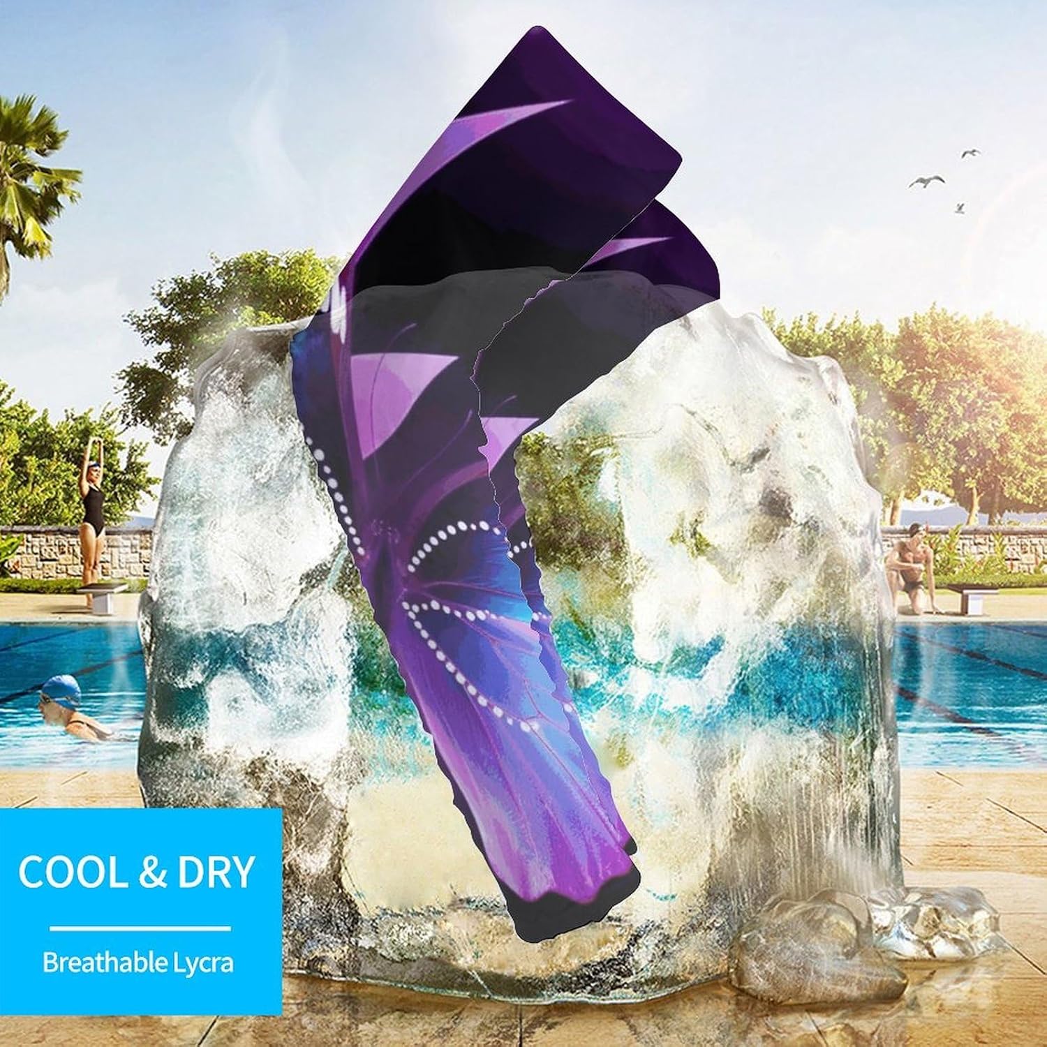 Blue Purple Butterfly Arm Sleeves for Men Women Sun Protection Sleeves Cooling Compression Arm Covers for Sport