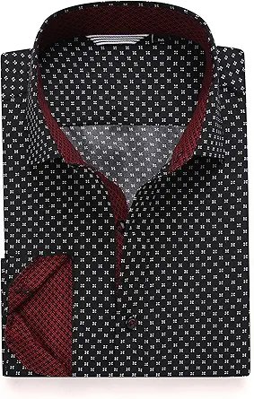 Alex Vando Mens Printed Dress Shirts Long Sleeve Regular Fit Button Down Shirt