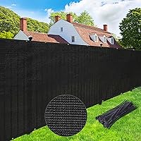 UPGRADE 6x50 ft Black Privacy Fence Screen - Heavy Duty HDPE Shade Cover, Brass Grommets, 90% UV Block & Privacy, Customizable for Backyard
