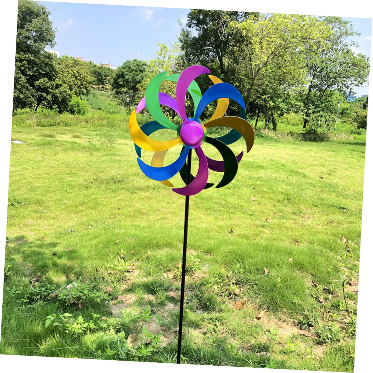 HANABASS Buntes Regenbogenwindrad Für Garten Windrad Wirbelwindrad Aus Eisenmaterial Für Junge Mädchen Party Windmühle Bunte Windmühle Spinner Für Terrassen Außen Dekoration