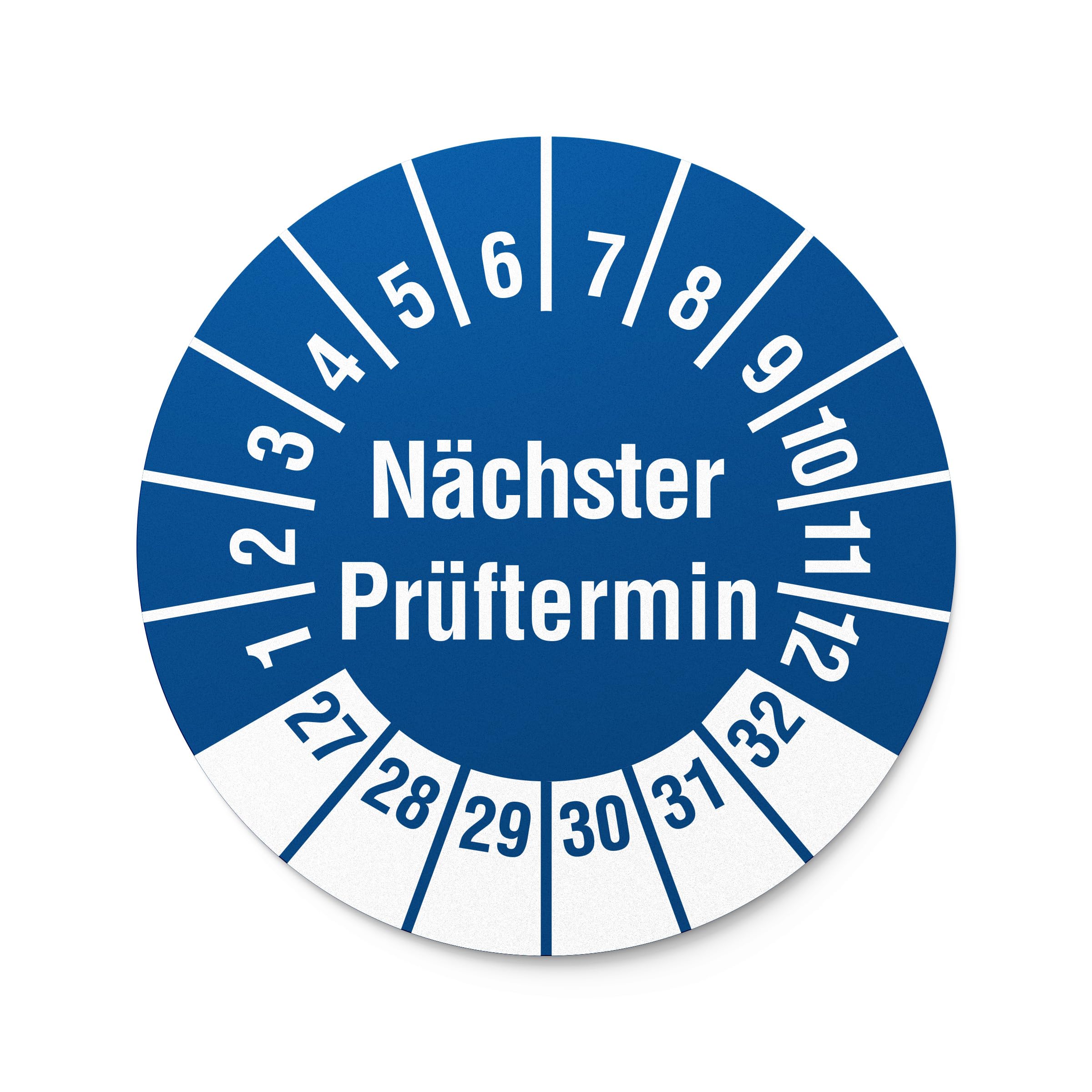 Labelident Prüfplaketten Nächster Prüftermin - Ø 30 mm - 1.000 auf Rolle, 2027-2032, selbstklebend