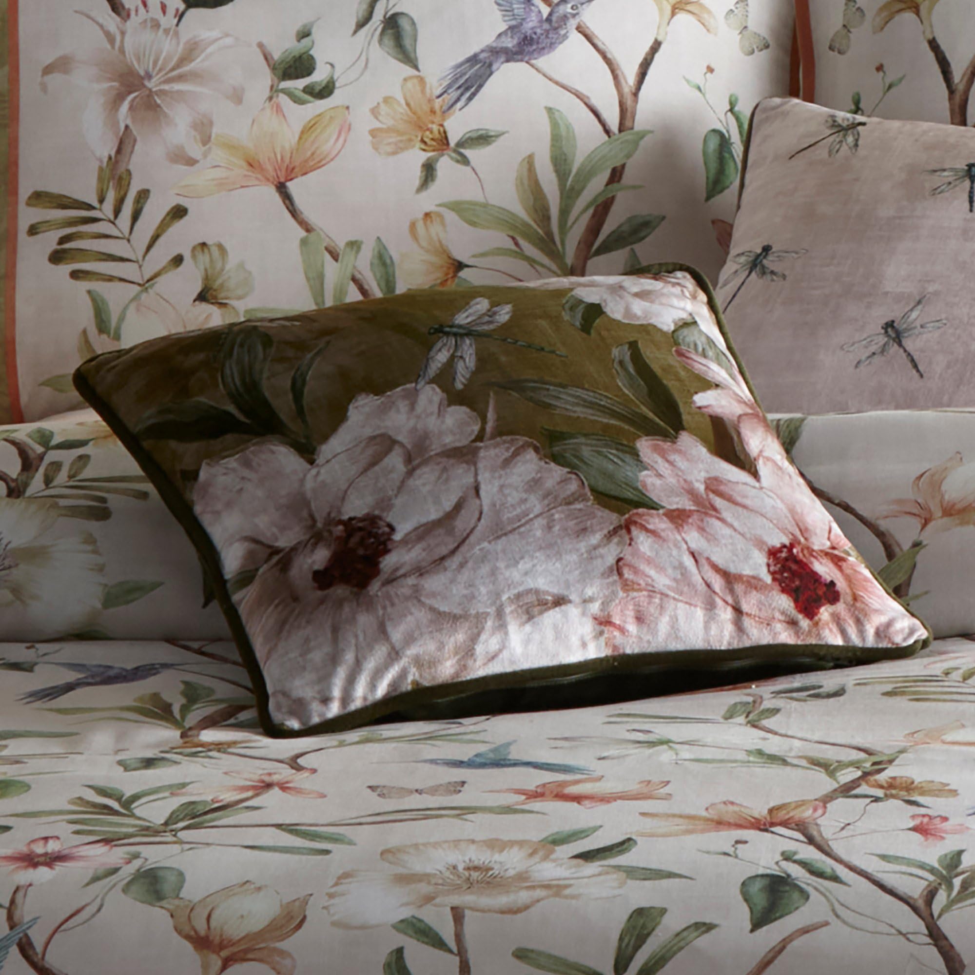 B&Q -  Fiorella Floral Velvet Filled Cushion