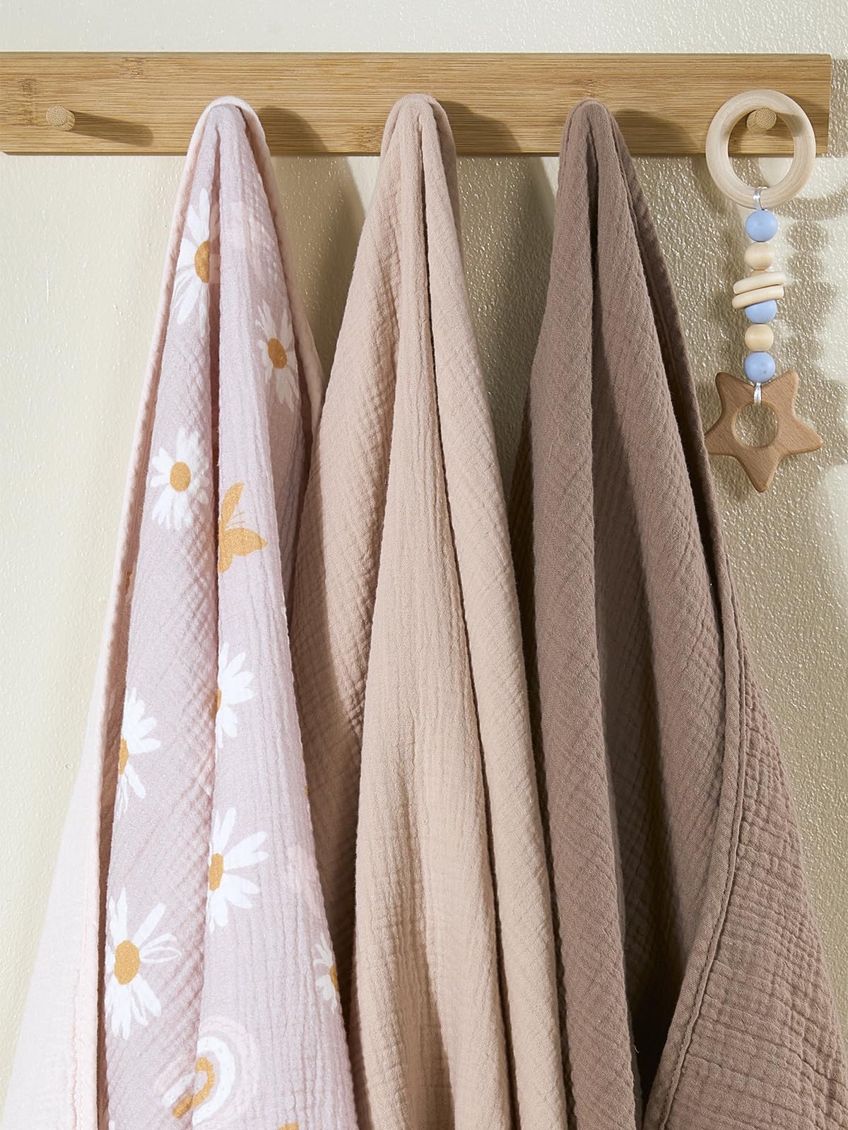 TILLYOU 1er Set Musselin Decke 4-lagig Pucktuch Baby 75x100 cm Musselintücher Baby Tuch 100% Baumwolle Babydecke, Graubraun