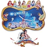 Prince and Princess Themed Swinging Wall Clock, Fairy Tale Wall Clock, Girl Room Wall Art Decor, Princess Girls Bedroom Decor, Magical Characters Clock, Classic Animation Characters.