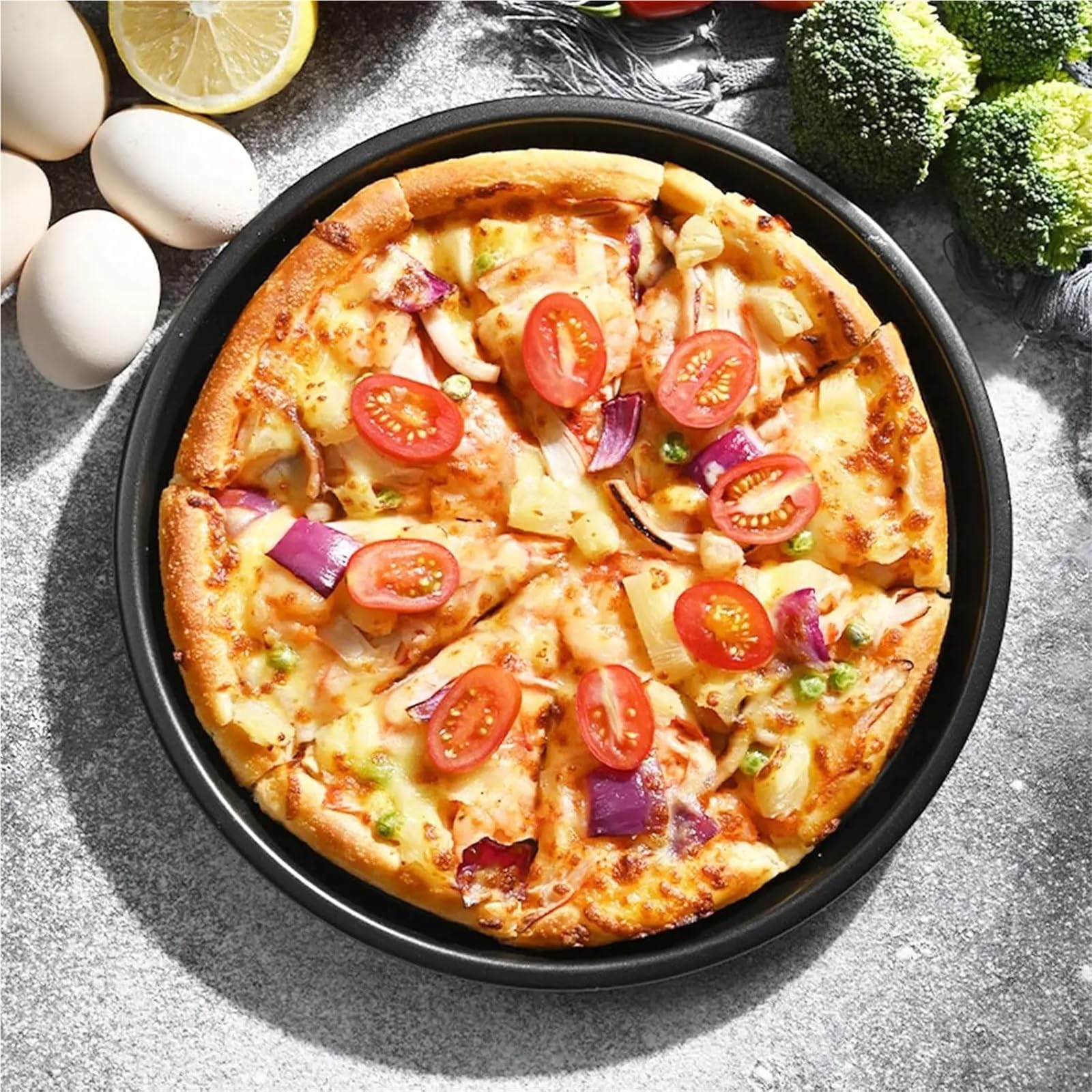 Pizzablech,Pizzablech Rund,Pizza Blech 4 STÜCKE 6/7/8/9/10 Zoll Deep Dish Runde Pizzapfanne for Ofen Antihaft-verdickter Kohlenstoffstahl Backgeschirr for Die Küche Zu Hause(4PCS 6inch)