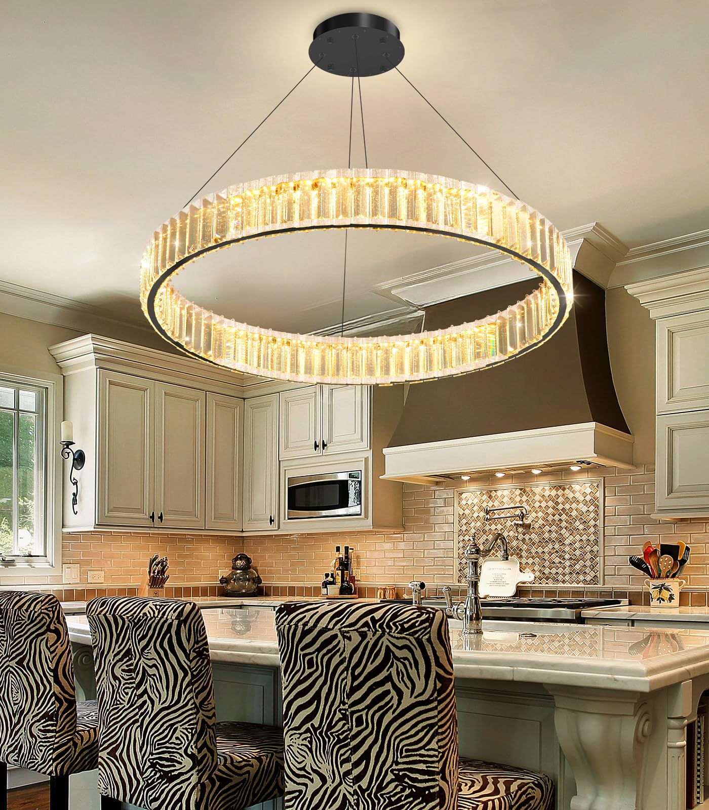 Photo 1 of *MAJOR DAMAGE*
dolria 24'' Modern Ring Chandelier Crystal Chandeliers for Dining Room Round LED Dimmable Ceiling Light Fixture for Living Room Bedroom Lighting Black