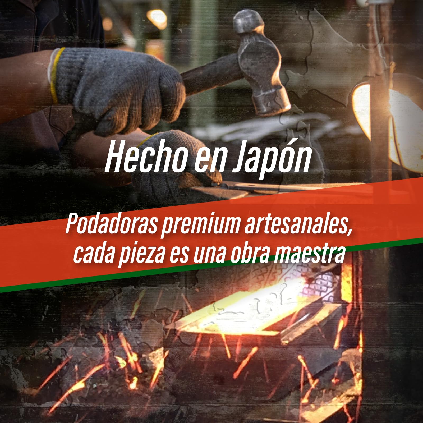 SUIZAN Tijera de Podar de Yunque 465mm - Ligero y compacto 620g Herramientas de jardinería manual japonesas profesionales