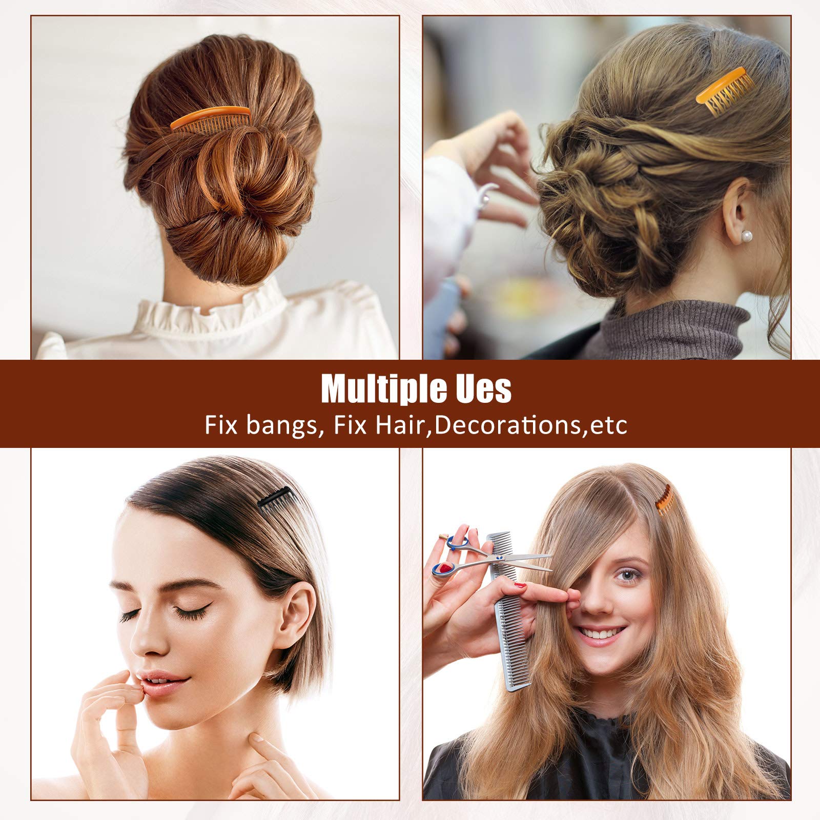 Juego de 24 peines laterales franceses para el cabello, accesorios de plástico para mujeres (9/11/15/16/17/23 dientes laterales) 2