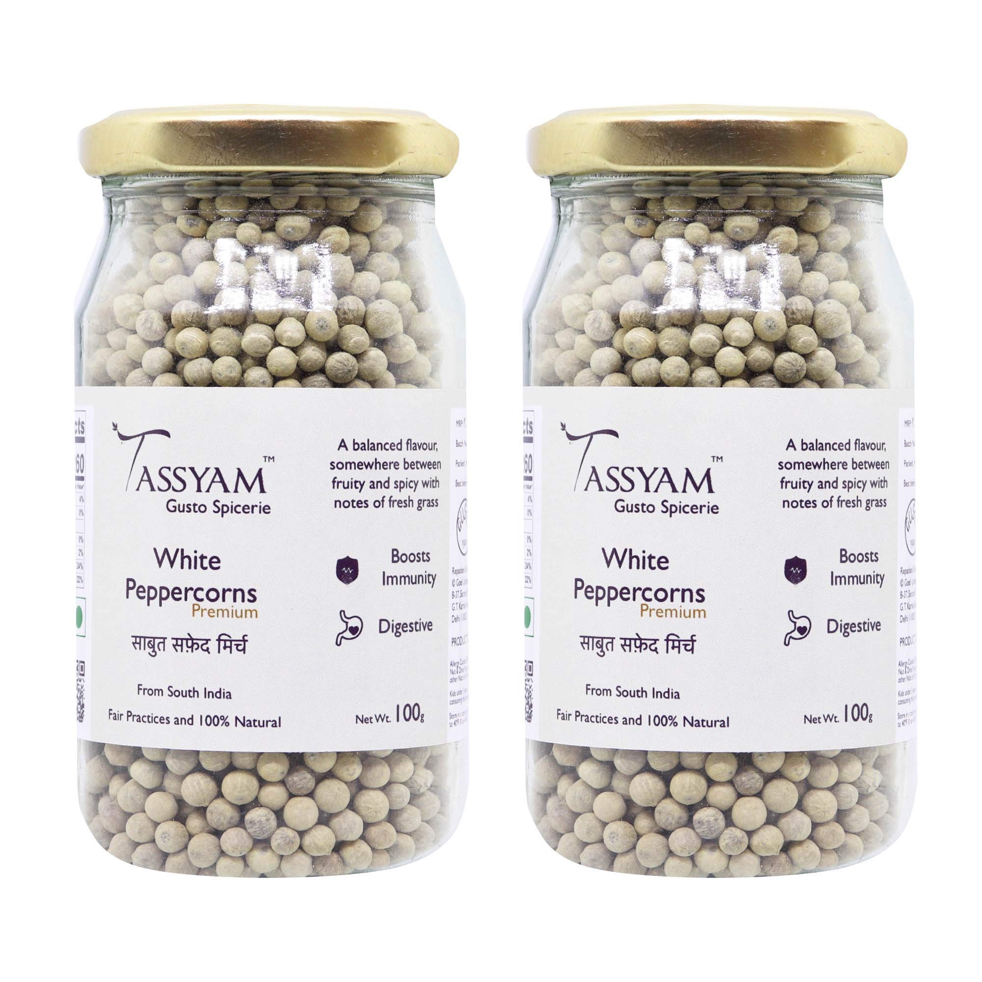 Tassyam White Peppercorns 200 Grams (2X 100 Grams) | Safed Mirch Bottles (B078MPD3XX) Amazon Price History, Amazon Price Tracker