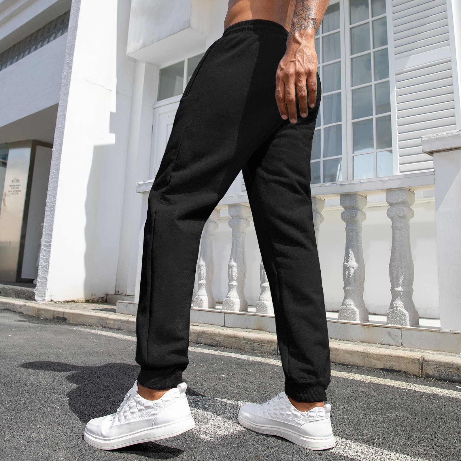 Vorvowry Pantaloni Tuta Uomo Invernali Caldo Felpati Pile Pantalone Termici Cotone Sportivi Joggers con Elastico in Vita Coulisse e Tasche