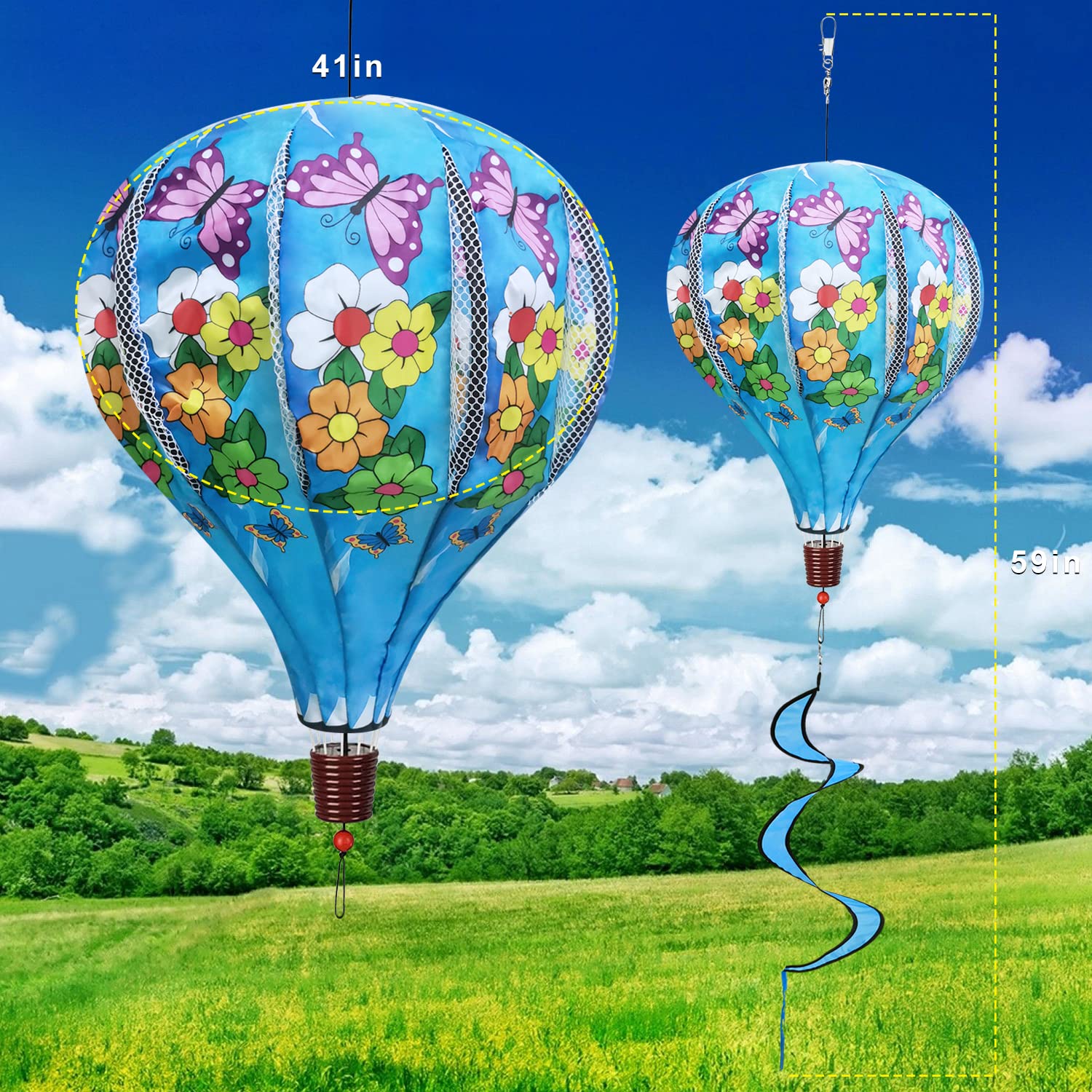 Ogromny tęczowy motyl balon na gorące powietrze ogrodowe wiatraki duże wiatraczki trawnik podwórko łapacze ozdoby wiatraki na zewnątrz wiszące dekoracje wibrujące wiatr wiszące wiatrowskazy 2 szt