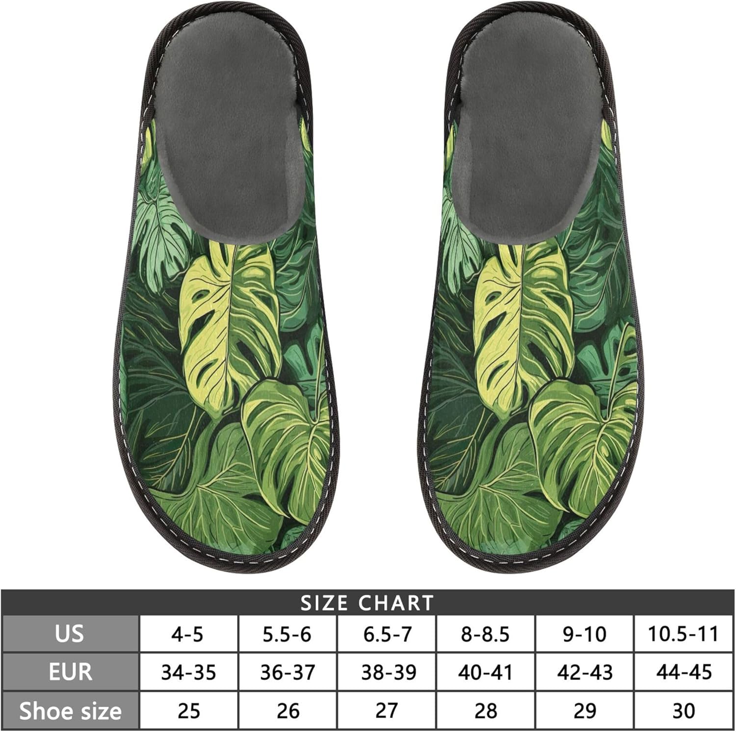 Tropical Leaves House Slippers – Cozy Fuzzy Slippers for Guests, Washable & Disposable, Perfect for Shoeless Home, Spa & Hotel Use A111160