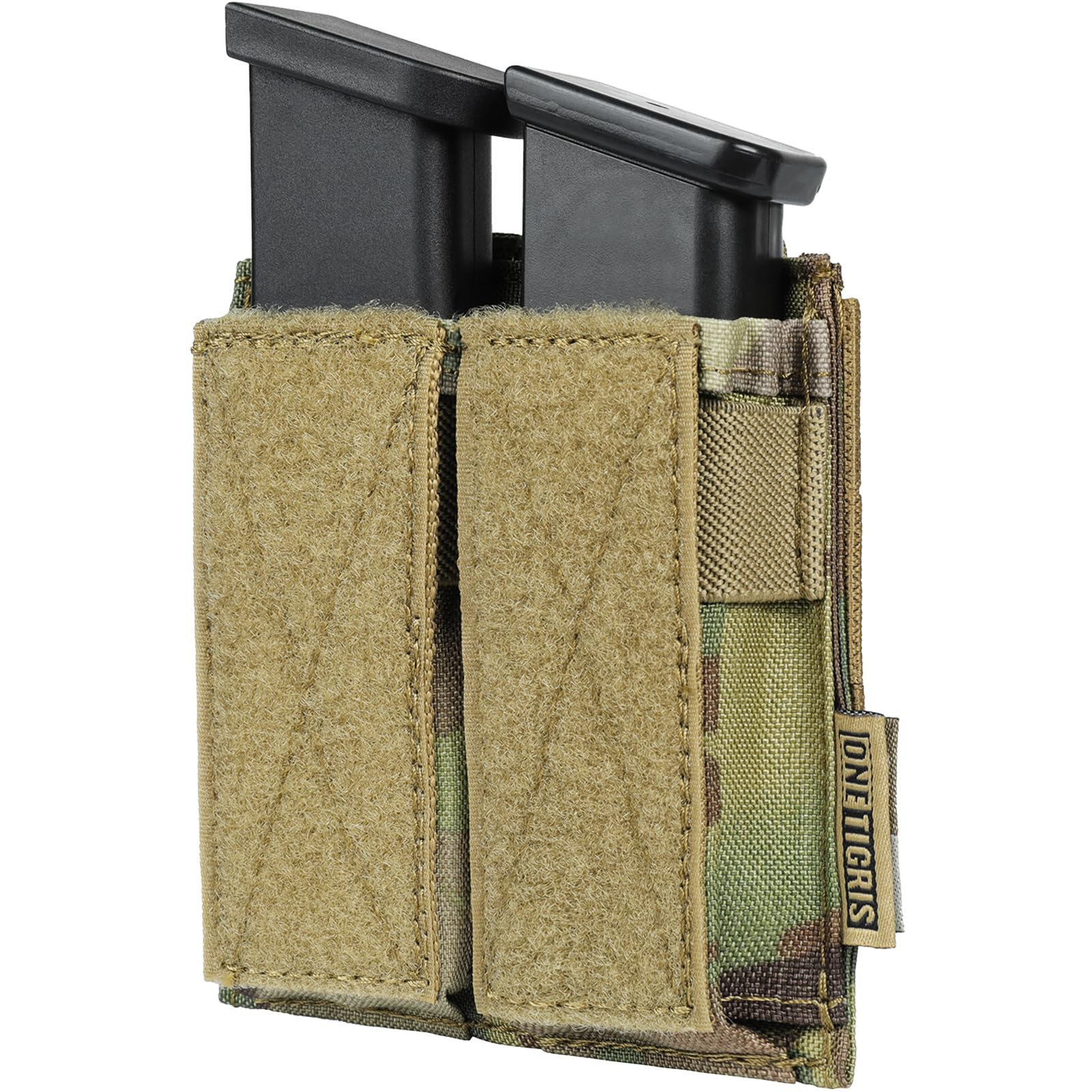 OneTigris Tactical Double Pistol Mag Pouch,Open-Top Molle Mag Pouch for 9mm M4/M16/AR/AK, Magazine Pouch with Quick Release Insert