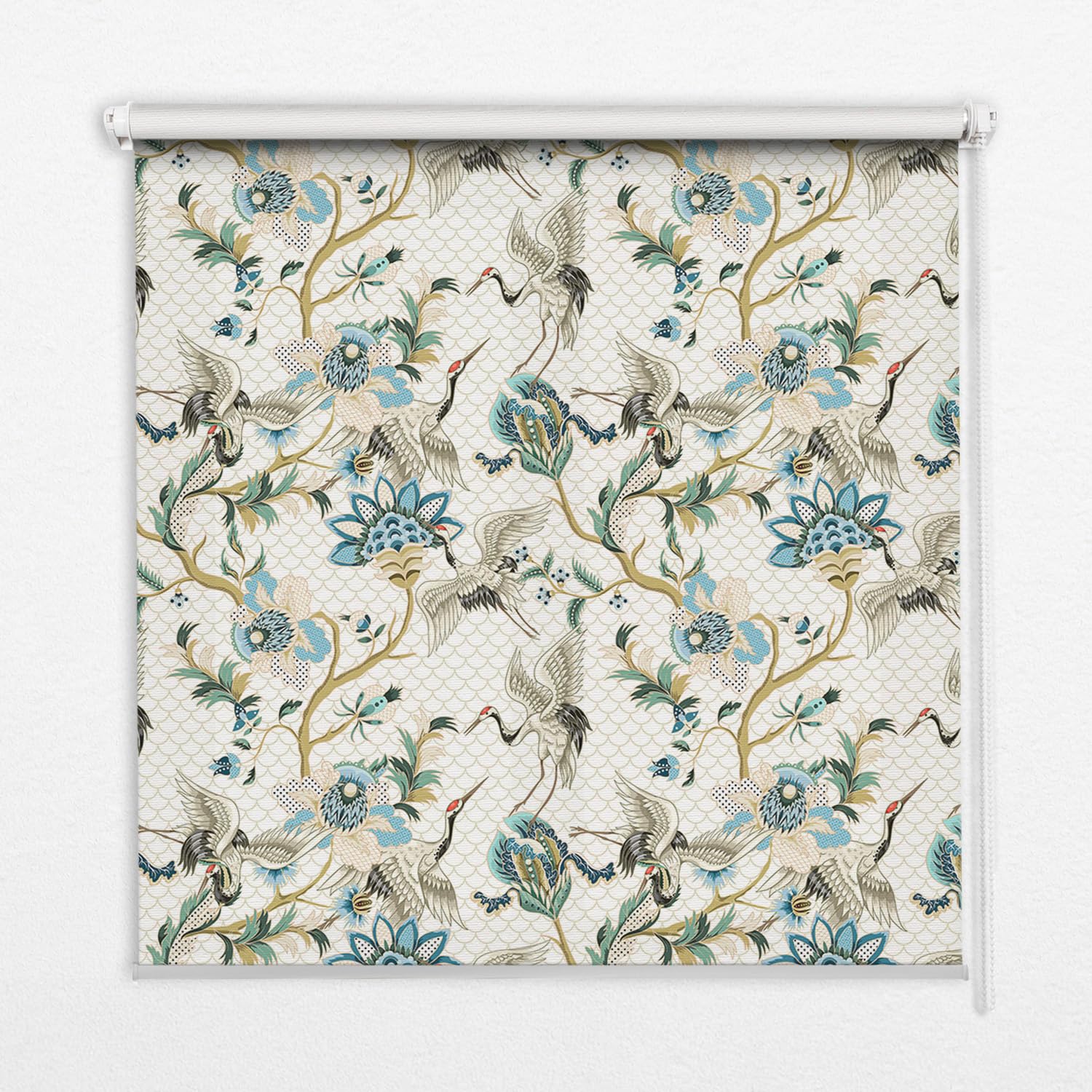 Store enrouleur occultant 60x180cm sans perçage Tulup motifs fleurs et oiseaux