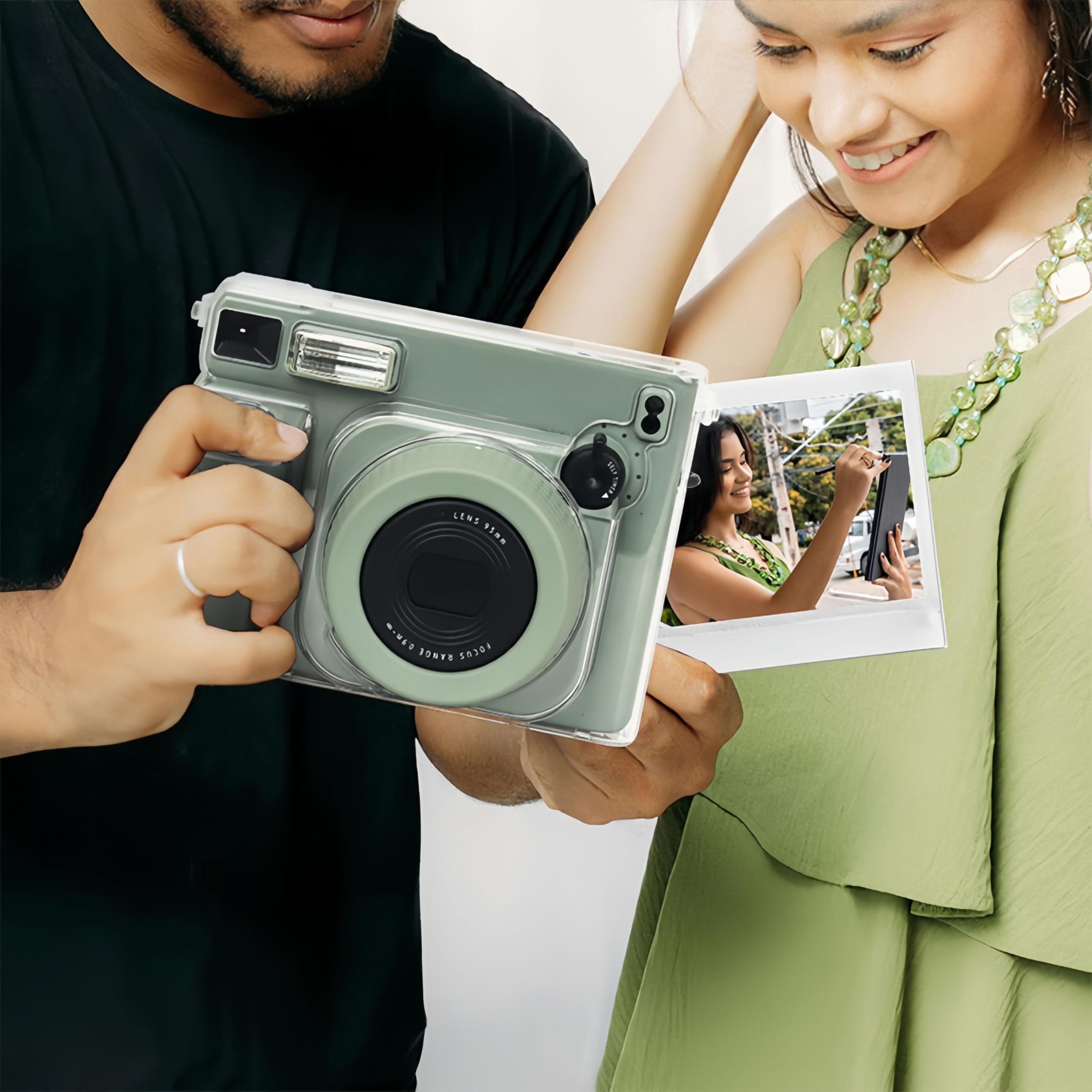 Set di accessori compatibili con Instax Wide 400, tra cui custodia protettiva trasparente, borsa per fotocamera in pelle PU, controller flash e tracolla regolabile