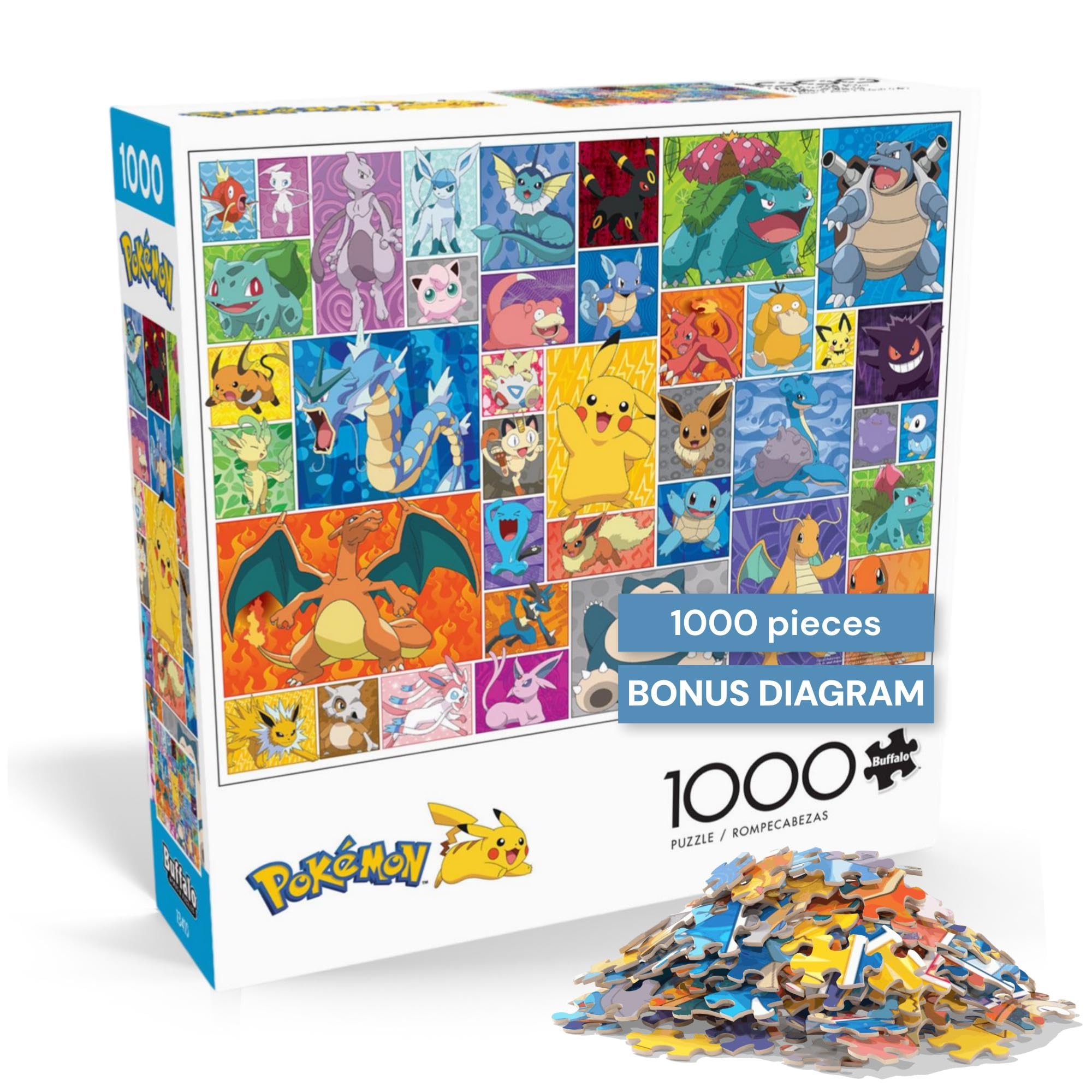 Buffalo Games - Pokemon - Frames - 1000 Piece Jigsaw Puzzle for Adults Challenging Puzzle Perfect for Game Nights - 1000 Piece Finished Size is 26.75 x 19.75, Large
