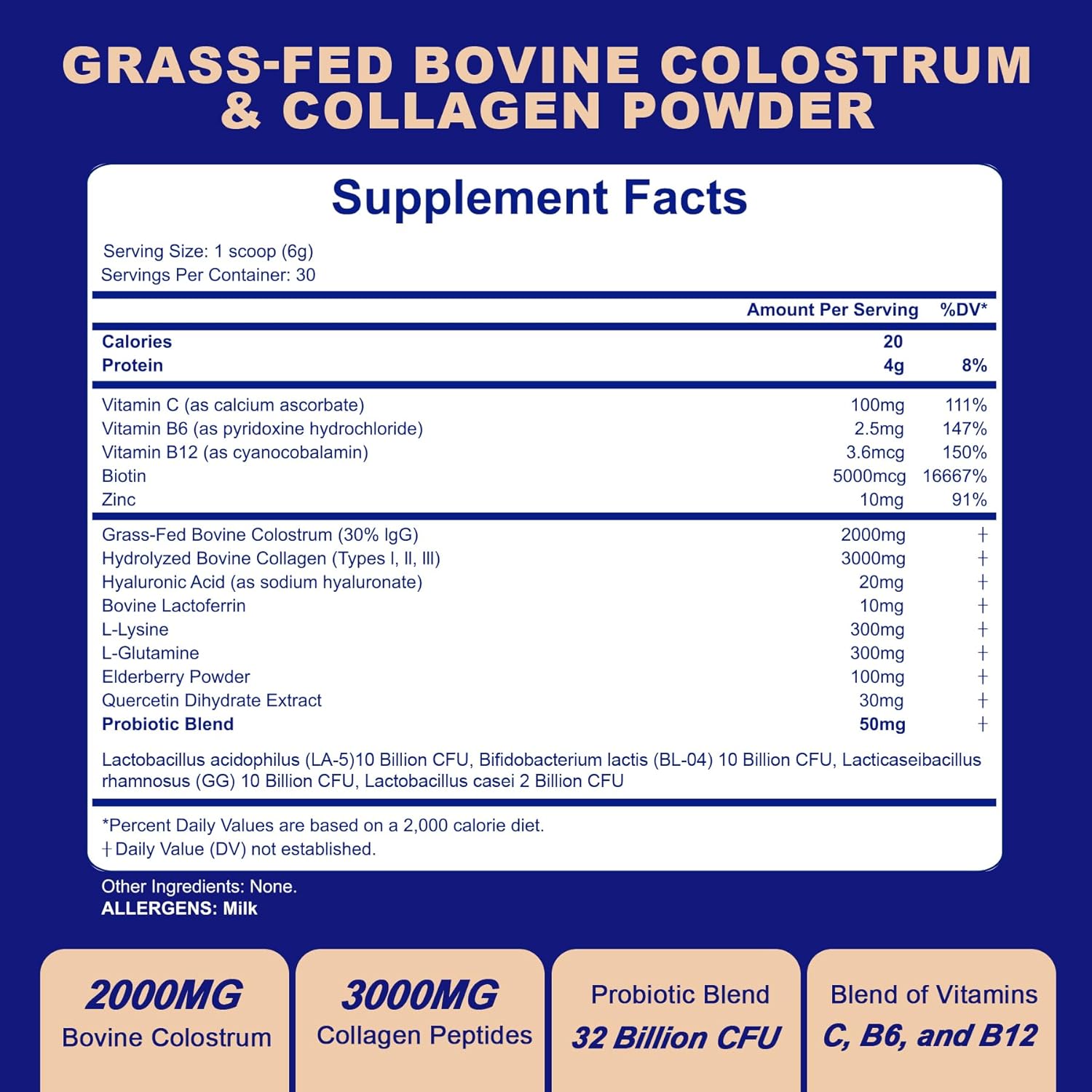 Grass-Fed Bovine Colostrum Collagen Powder for Women & Men, Hydrolyzed Collagen Peptides Powder with Probiotics | Gut Health, Immune Support, Hair, Skin, Nail, & Joint Support Supplement - Sugar Free - Image 9