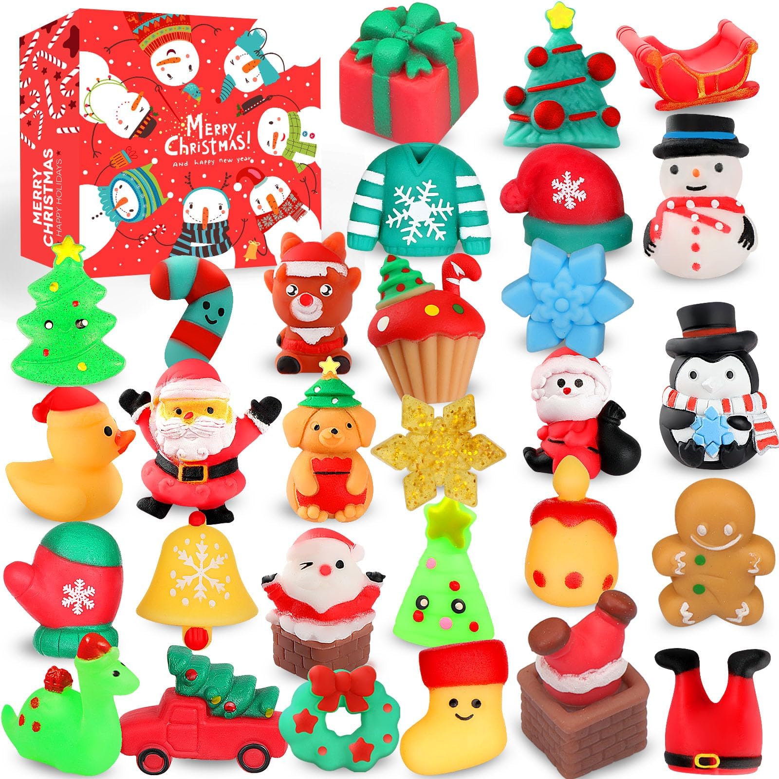 Squishies, Mochi Squishy Toys - Christmas Kawaii Cat Squishys Slow Rising Animals - Party Favours, Goodie Bag, Birthday Gifts, Mini Squishies Stress Reliever Toy Pack