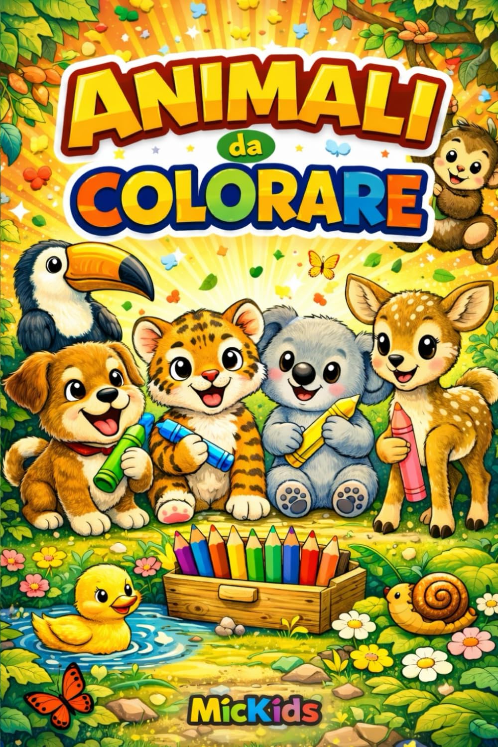 ANIMALI da Colorare: Animali Teneri e Selvaggi da Colorare – Libro Creativo per Bambini 3–6 Anni (MicKids – Libri da colorare)