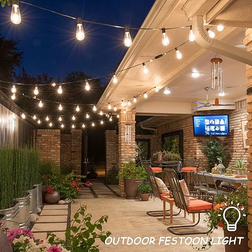 Miniatura 7 de Guirnalda de luces LED para patio de 20 pies con 22 bombillas LED Edison ST40, luces colgantes impermeables para exteriores, para porche, terraza,