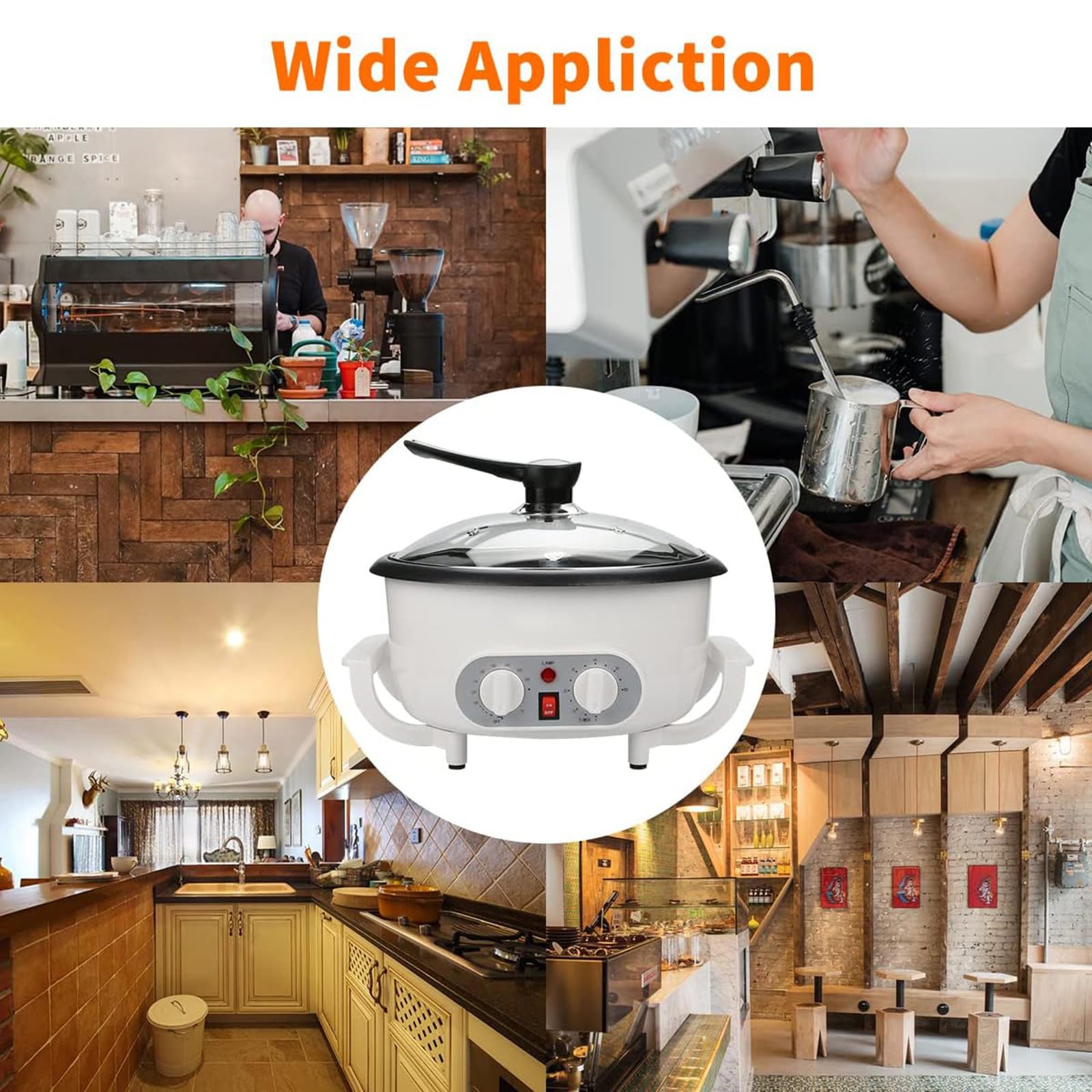 Maszyna do prażenia ziarna o mocy 1200 W, regulowana temperatura, timer, maszyna do pieczenia ziaren kawy do użytku komercyjnego i domowego, różnorodne wypieki żywności,