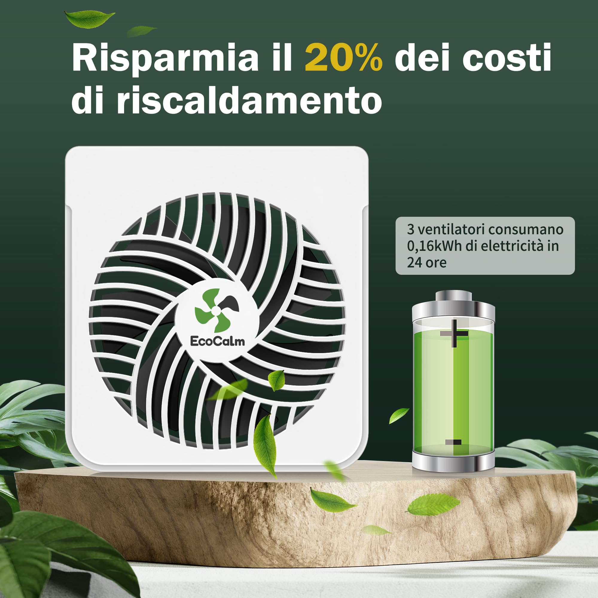 Ventilatore per radiatori in ghisa, 3 ventole per termosifoni con termostato e magneti, ventola per termosifone Aumenta l'efficienza del riscaldamento e ne risparmia i costi