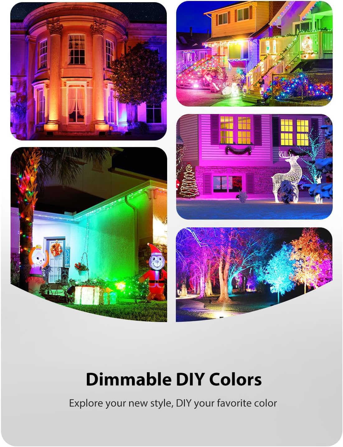 Onforu 2 Pack LED RGBW Flood Lights Outdoor 70W, 2700K Warm White Dimmable Million Color Changing Floodlight Waterproof with Remote, DIY Stage Lights Uplighting Indoor for Party