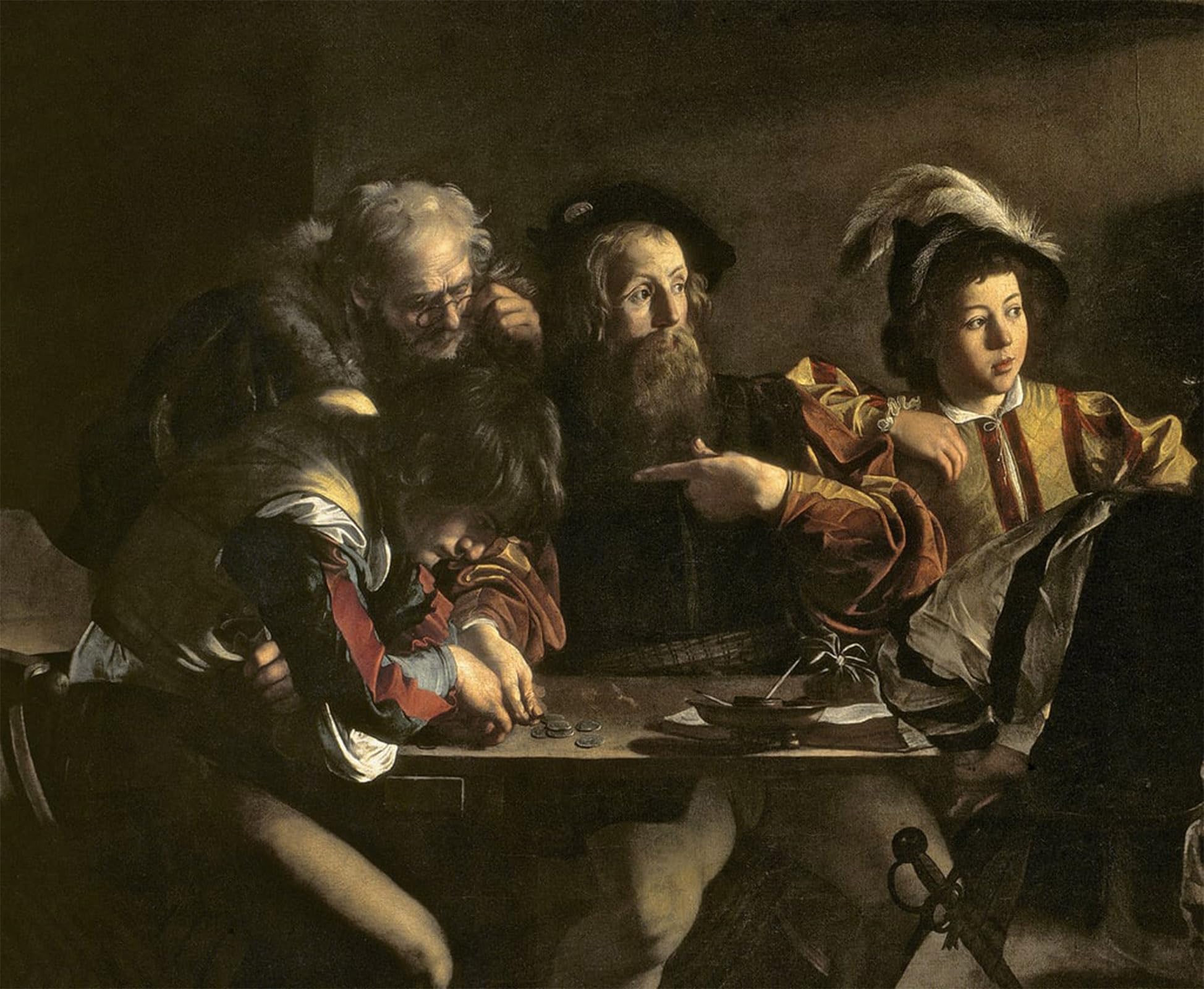 ARTXLXXBN Famous Print Painting Colorful Art Print the Calling by Merisi Caravaggio Canvas Art Decorations for Home Decor 60x90cm