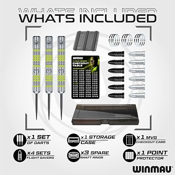 Winmau - Professional Player - Michael Van Gerwen MvG Gift Set - 50 Piece Professional Darts Set - Includes 4 Sets of Stems, 4 Sets of Flights and Accessories - 18g Soft Tip or 20g Steel Tip Dart