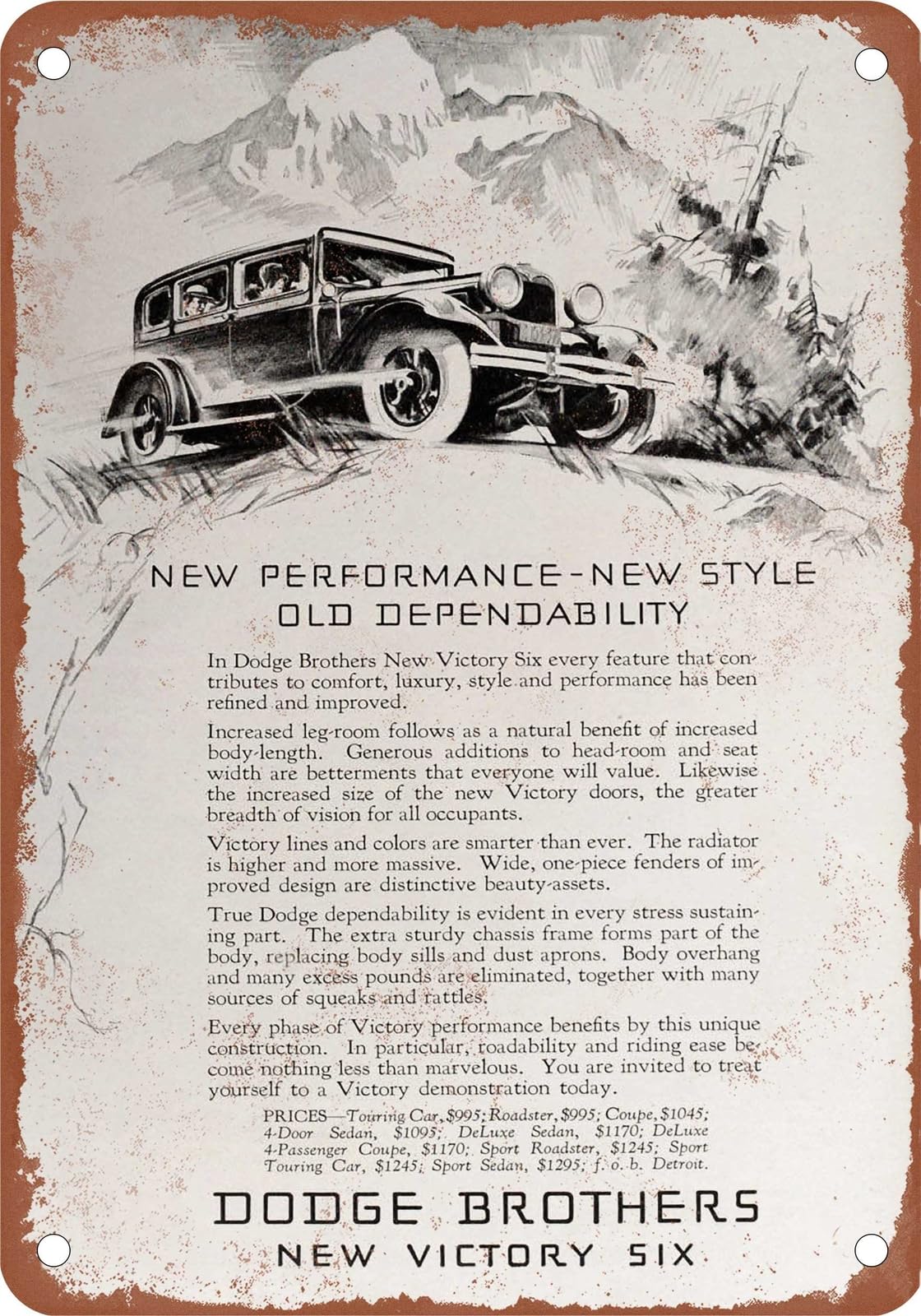 Miaomansenstore Metal Sign - 1929 Dodge Vintage Ad 07 - Old Retro Rusty Look Home Decor